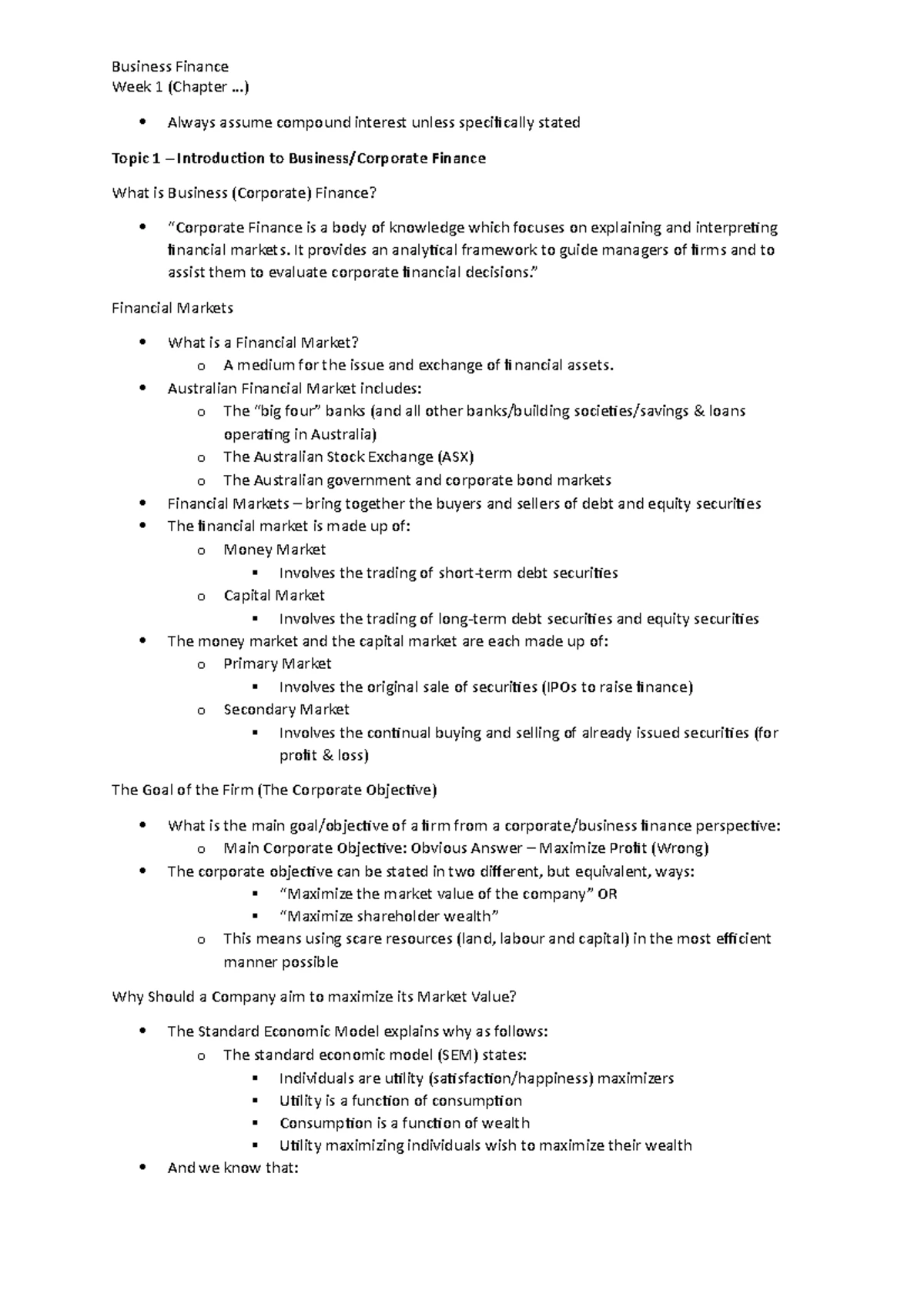 FIN2101 Lecture 1 slides updated 14 - FIN2101 Business Finance Course ...