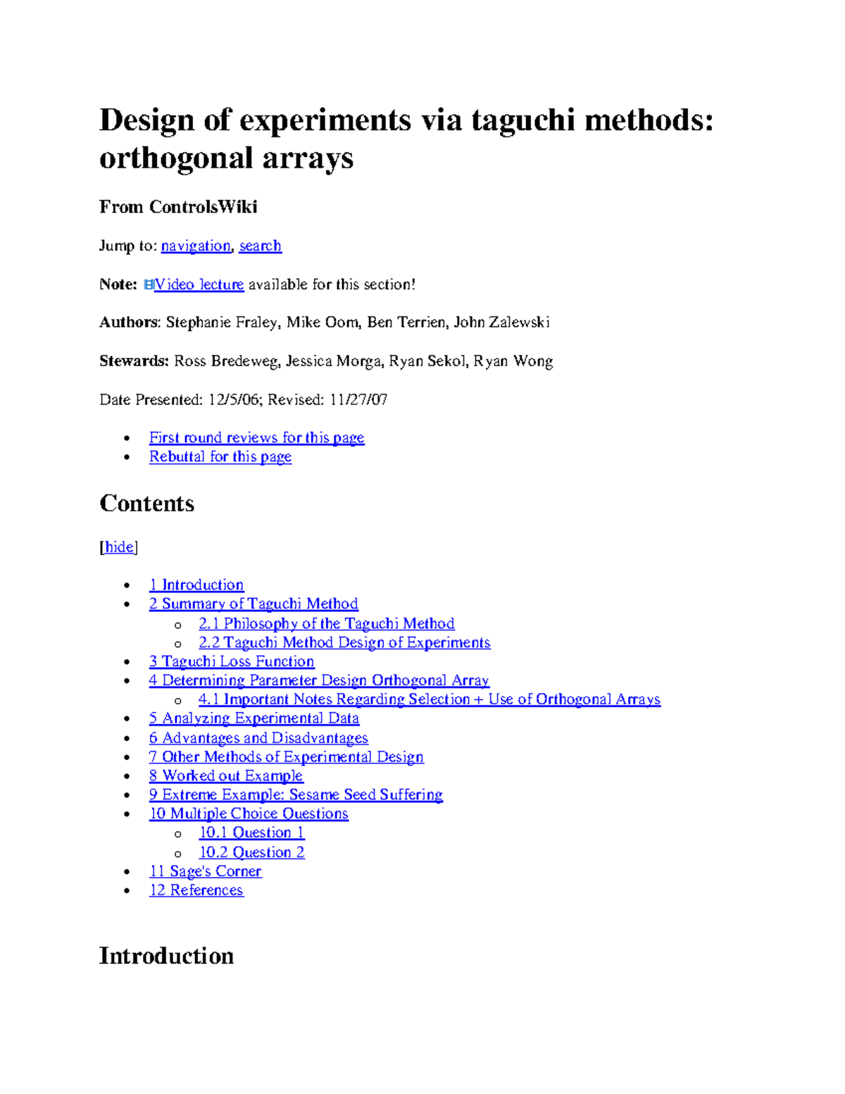 133377816 Design of Experiments: Taguchi Methods and Orthogonal Arrays ...