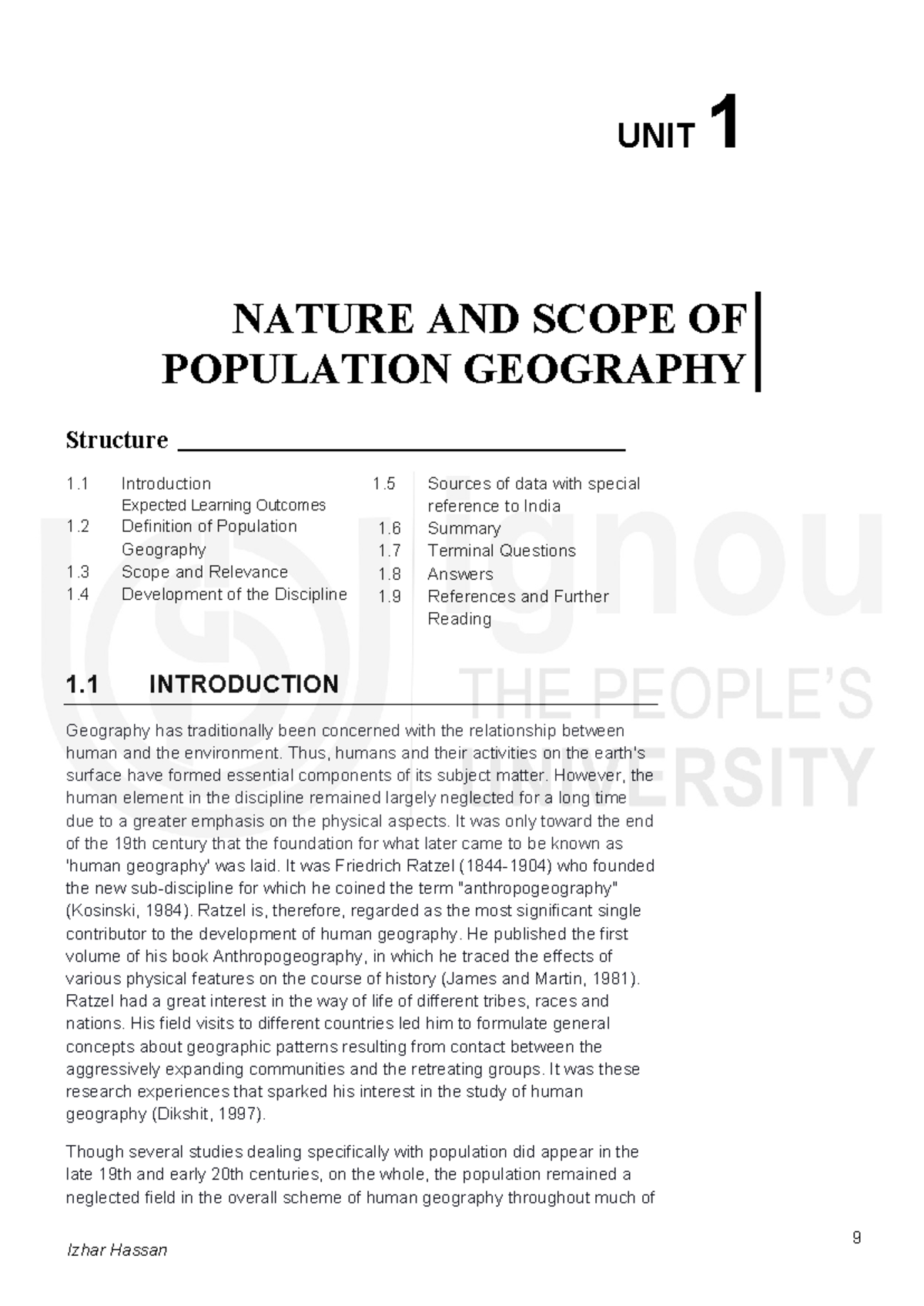 Unit 1: Nature and Scope of Population Geography - Overview and ...