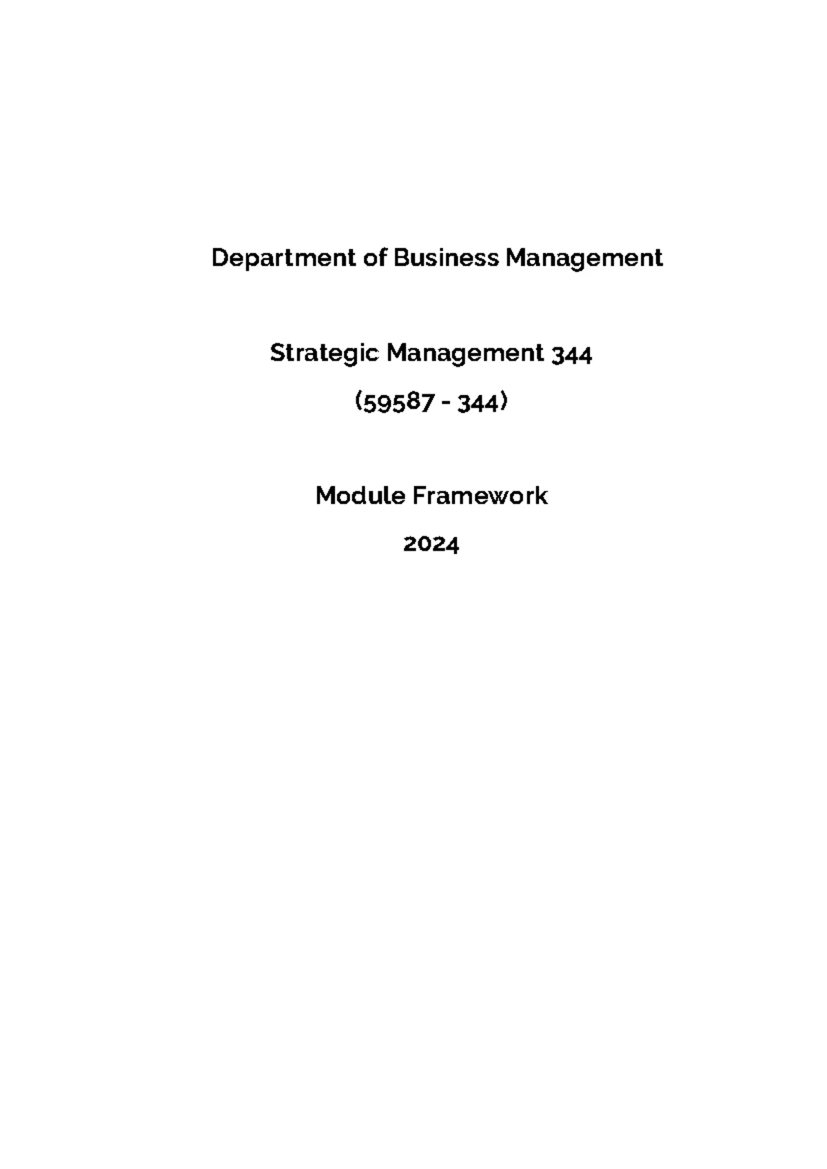 Strategic Management 344: Comprehensive Notes on Strategy