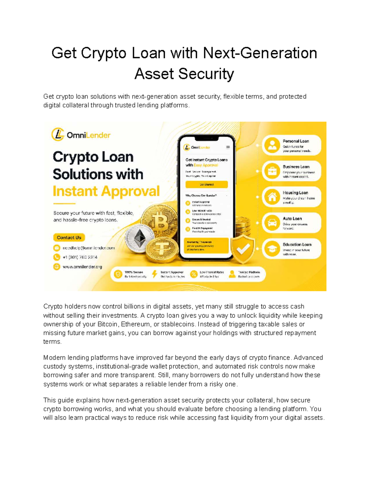 Get Crypto Loan Solutions with Next-Gen Asset Security - Studocu