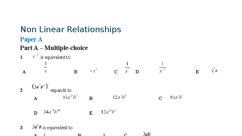 Year 10 Maths - Practice Paper A, B, C, and D Solutions - Studocu