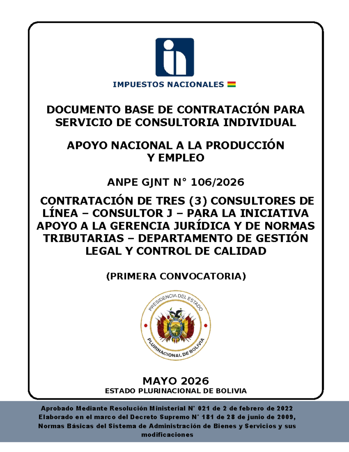 Documento Base de Contratación ANPE GJNT: Consultores Línea 2026 - Studocu