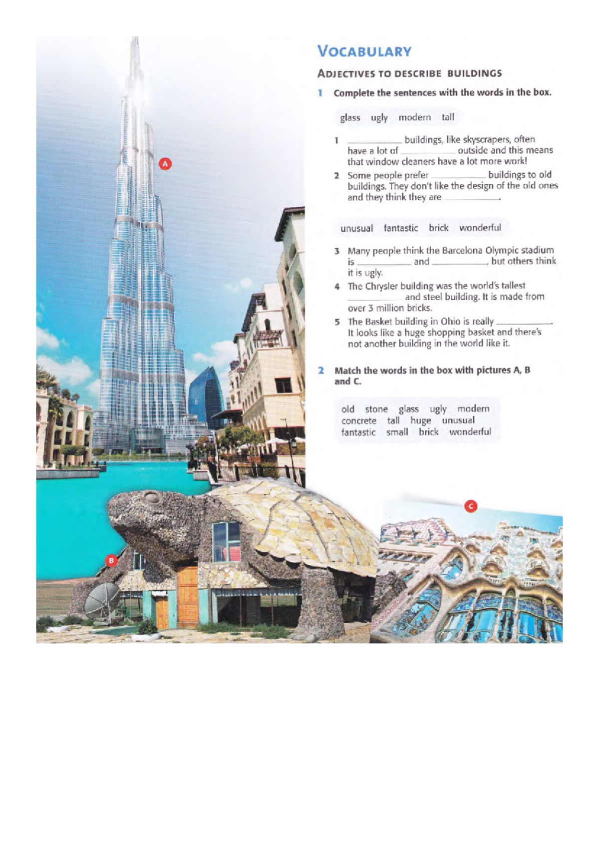 Lesson 10: Vocabulary Adjectives for Describing Buildings - Studocu
