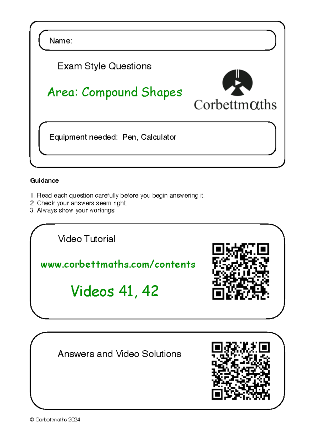 Area of Compound Shapes Exam Style Questions (Maths 2024) - Studocu