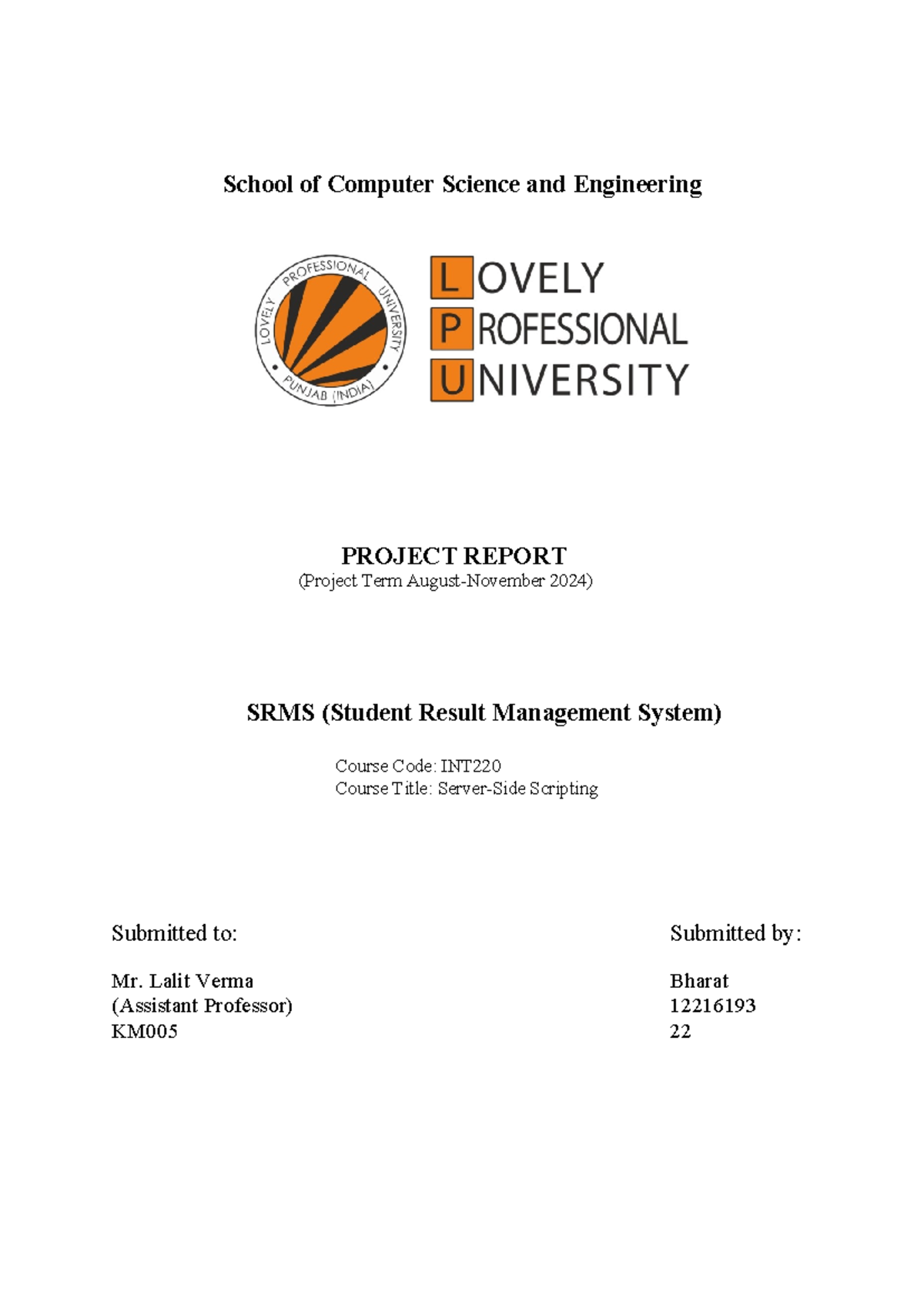 PHPProject - file - School of Computer Science and Engineering PROJECT ...
