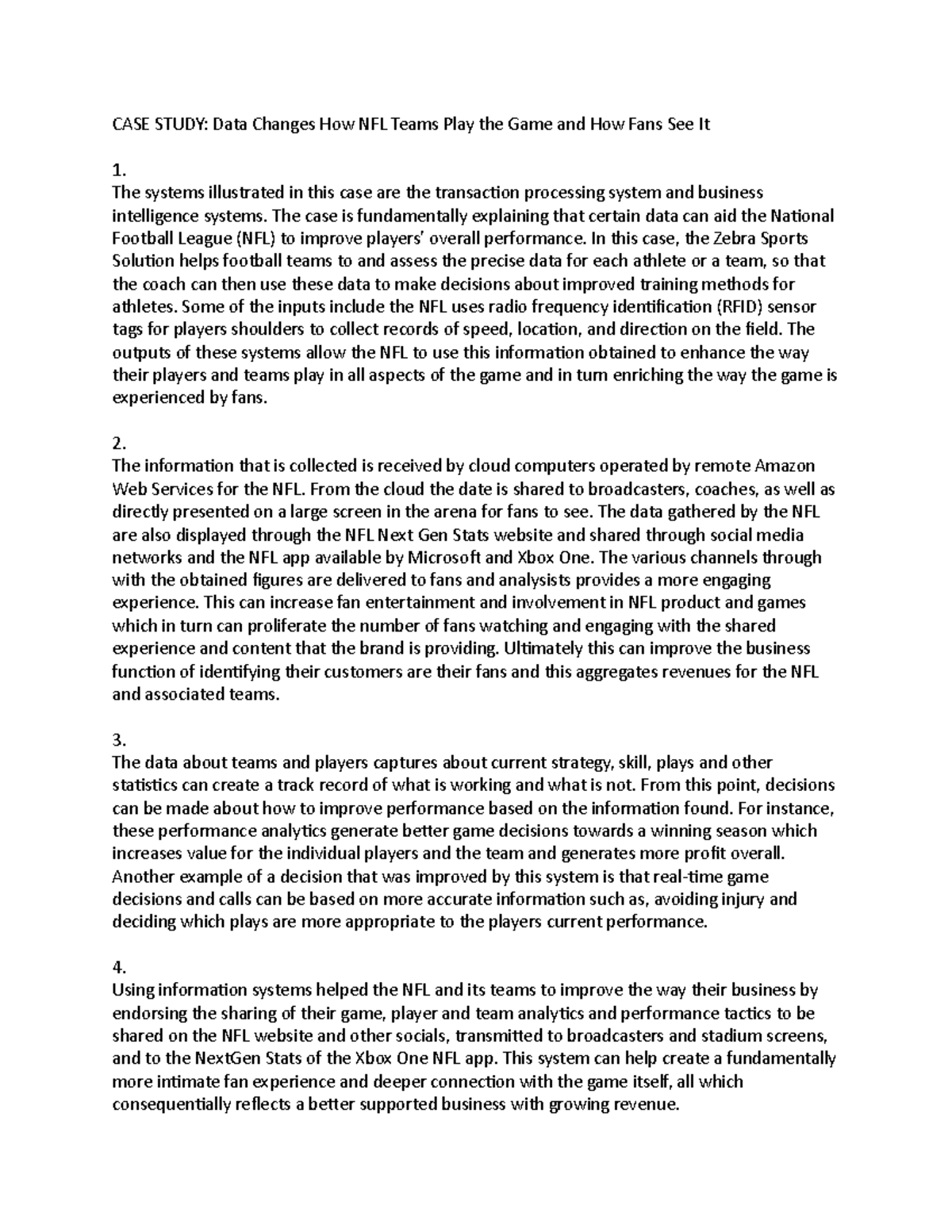 CASE Study NFL notes - CASE STUDY: Data Changes How NFL Teams Play the ...