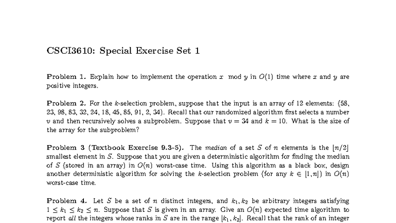 CSCI3610: Special Exercise Set 1 - Algorithm Implementation Problems ...
