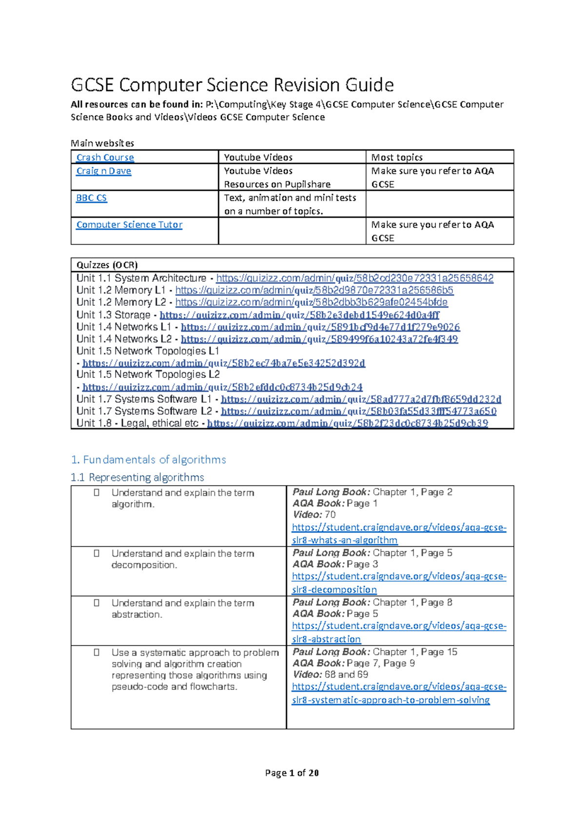 GCSE Computing Revision Guide: Year 11 Study Resources & Links - Studocu