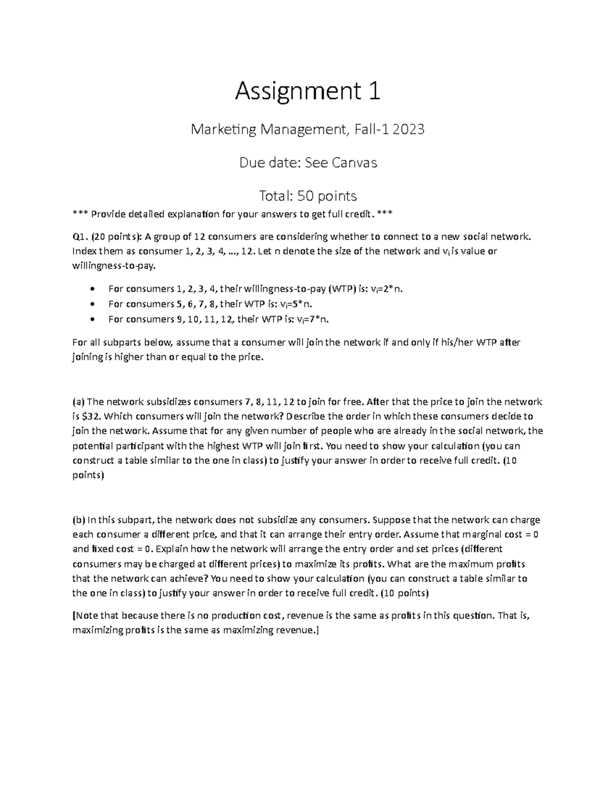 Marketing Management, Fall-1 2023: Assignment 1 Analysis & Solutions ...