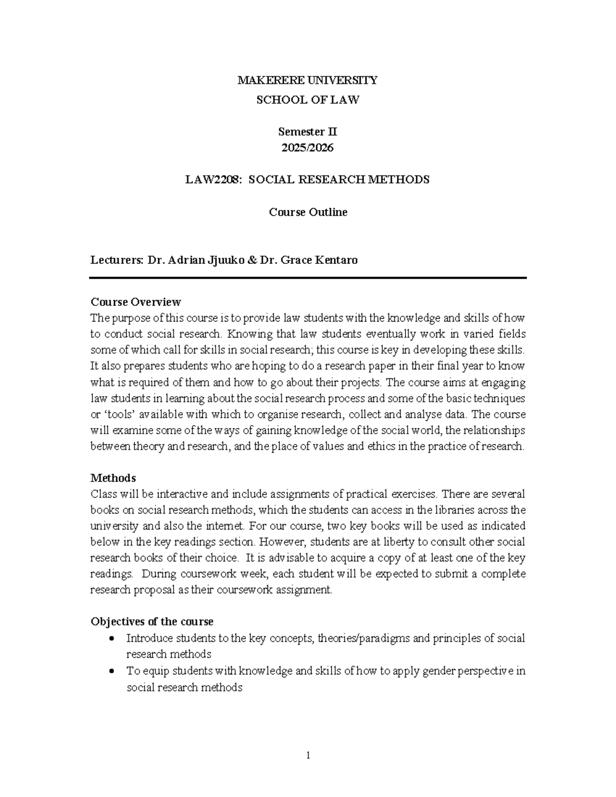 LAW2208: Social Research Methods Course Outline 2025/2026 - Studocu