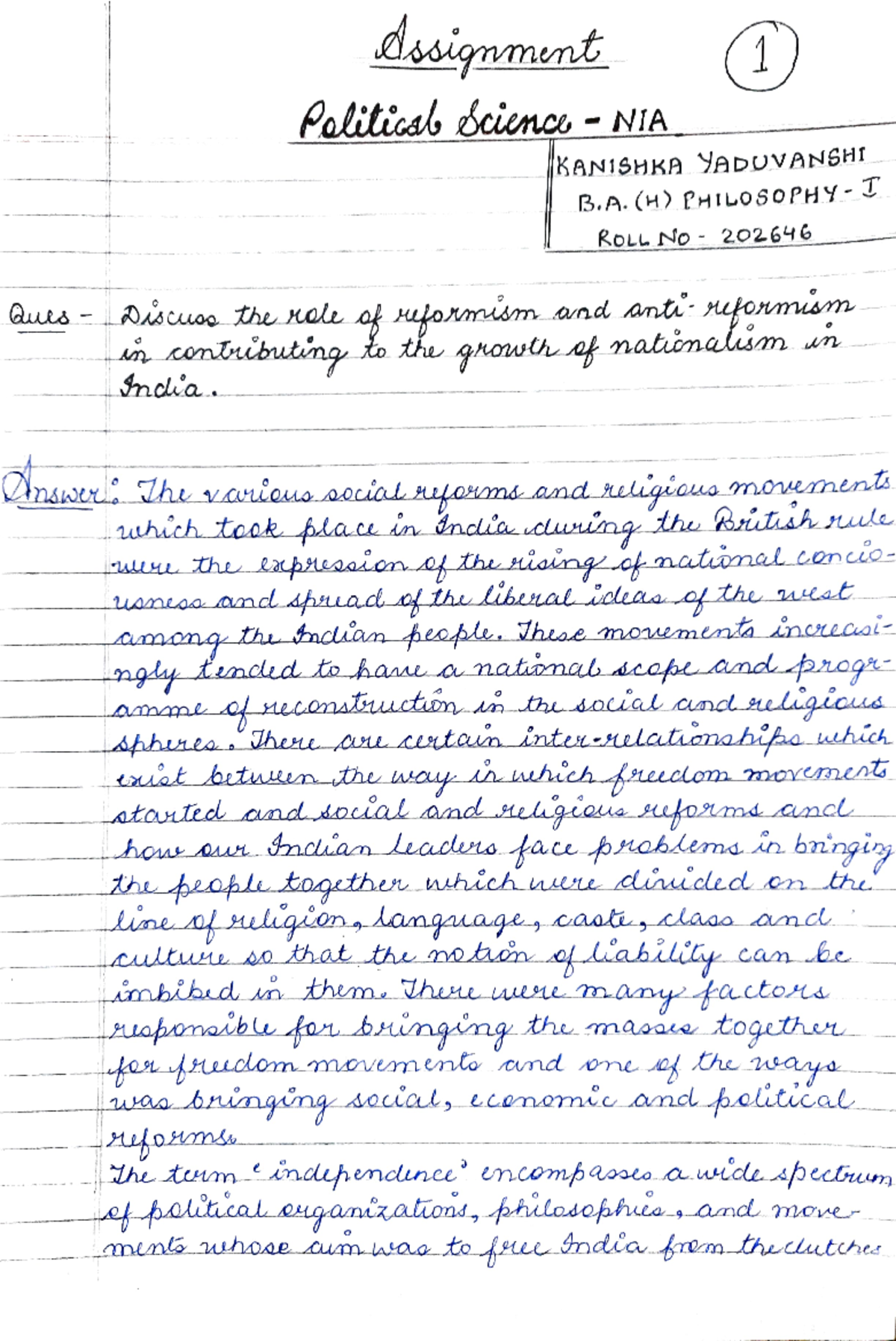 Politics Assignment: A Study of Nationalism and Social Movements in ...