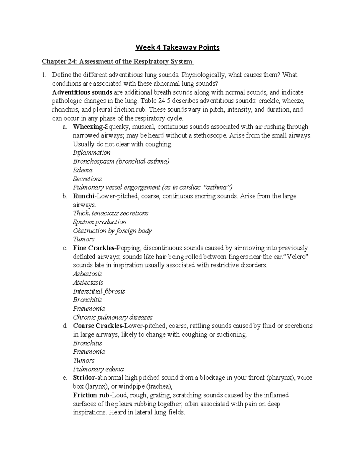 Week 4 Resp. System Assessment: Key Points & Exam Prep (Mod. 4) - Studocu