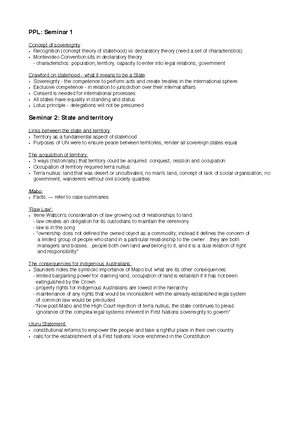 Principles of Public Law notes - PPL: Seminar 1 Concept of sovereignty ...