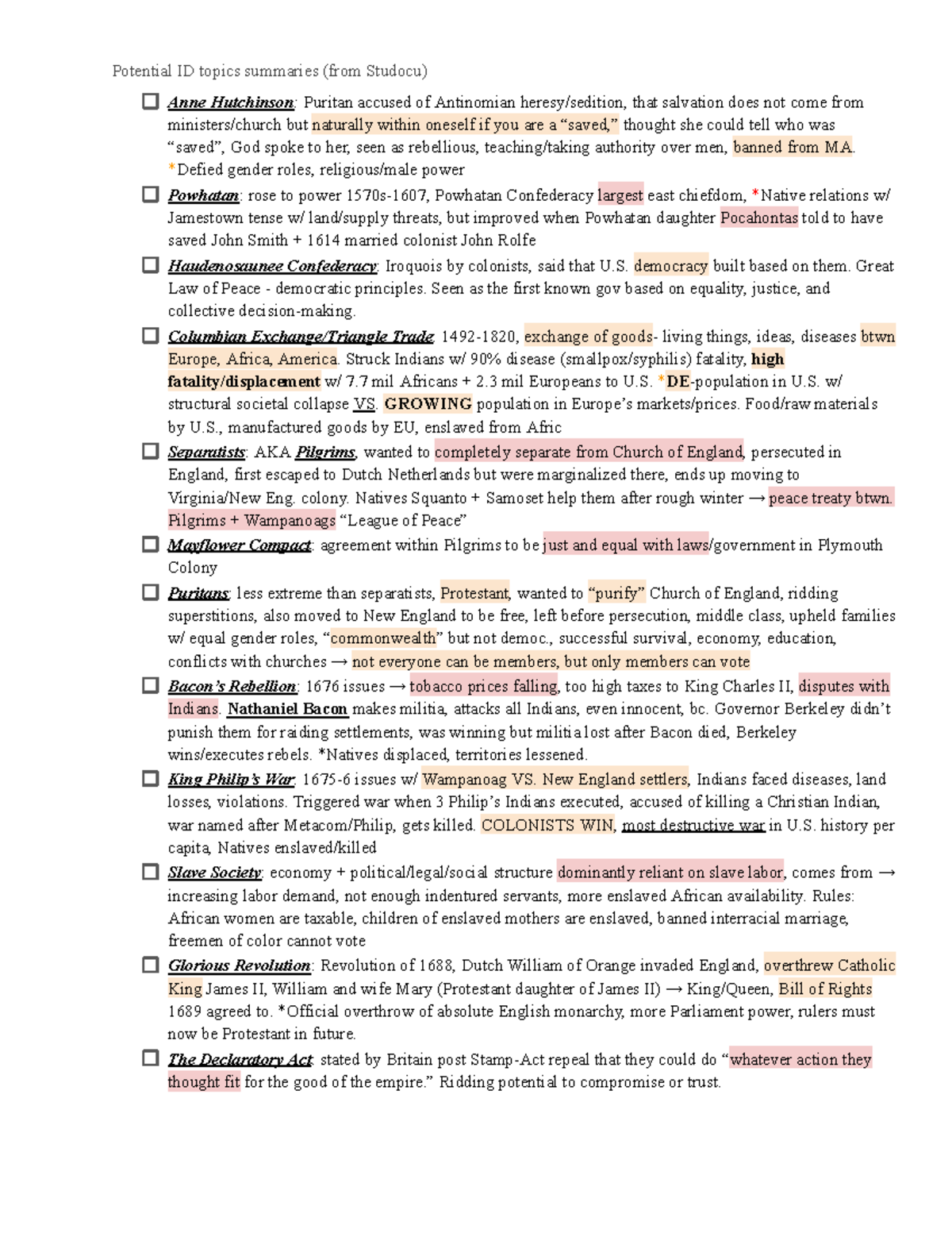 HIST103 Exam 1 Study Guide: Key Topics and Summaries - Studocu