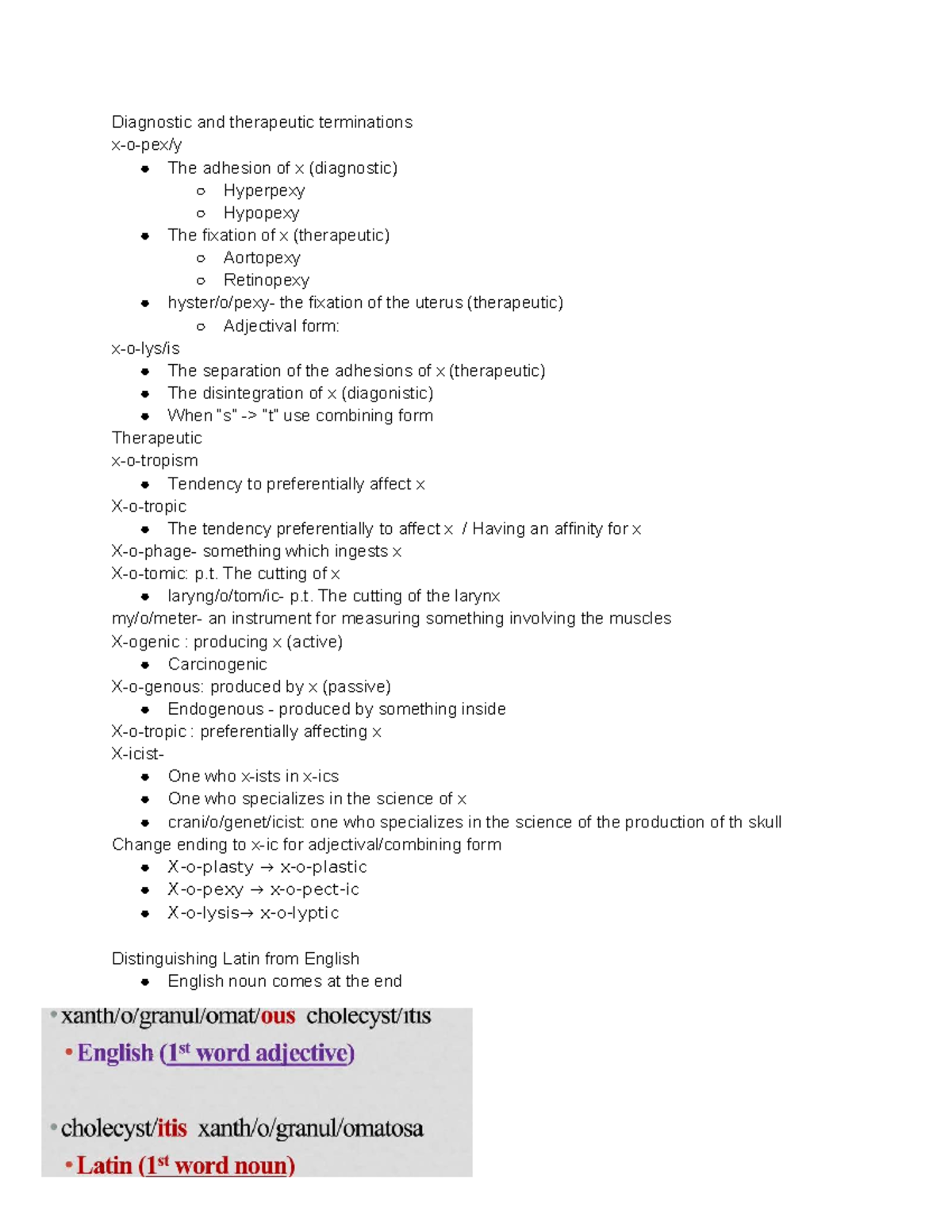 Med Term Notes (W1-5): Diagnostic & Therapeutic Terms - Studocu