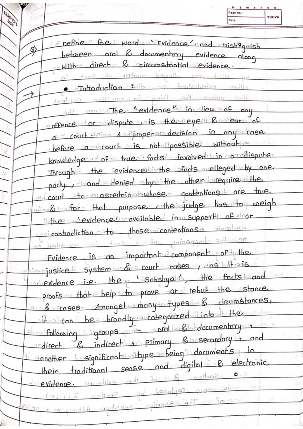 MTWTFSS: Distinction Between Oral and Documentary Evidence in Law - Studocu