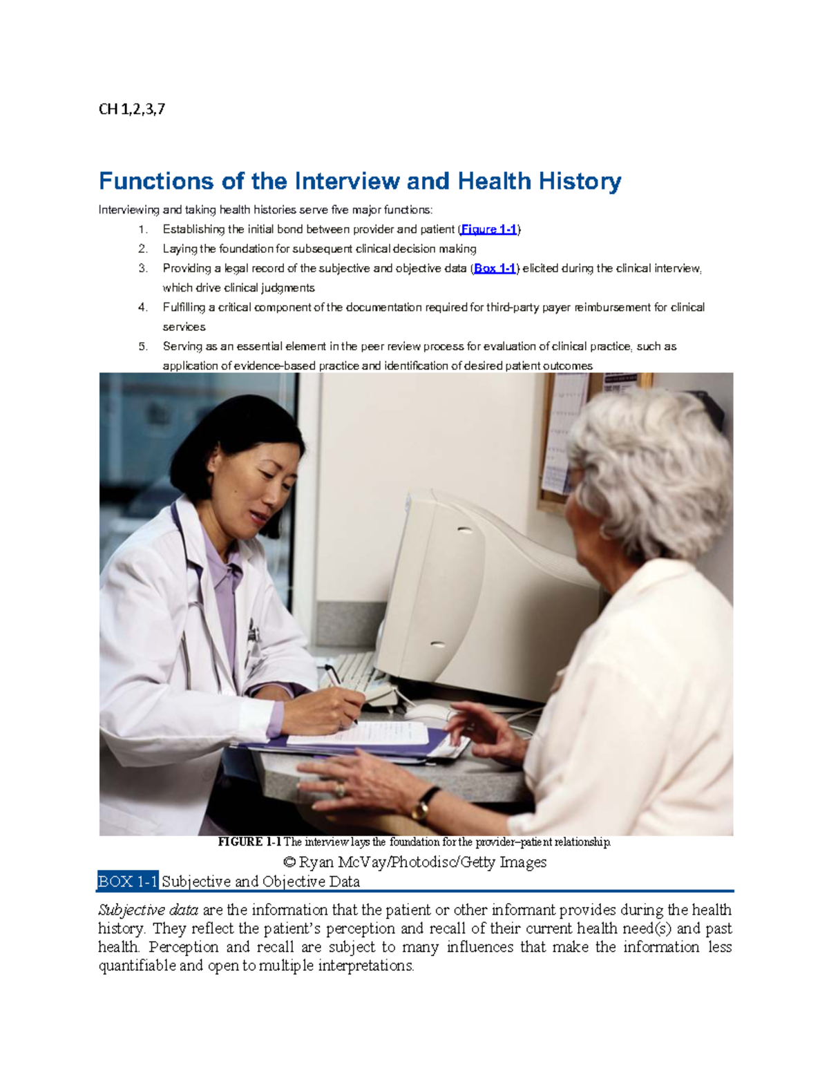 CH 1, 2, 3, 7 - Functions of Interviewing & Health History in Advanced ...