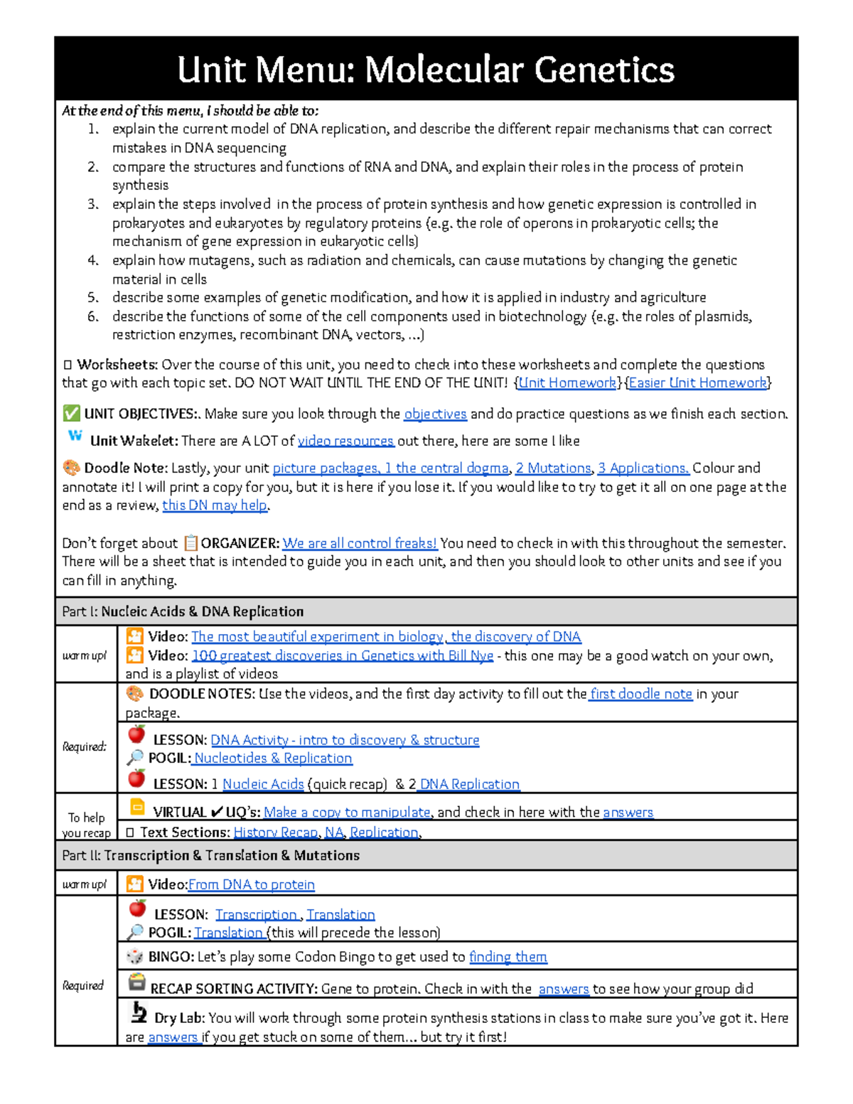 Unit 3: Molecular Genetics Study Guide and Resources - Studocu