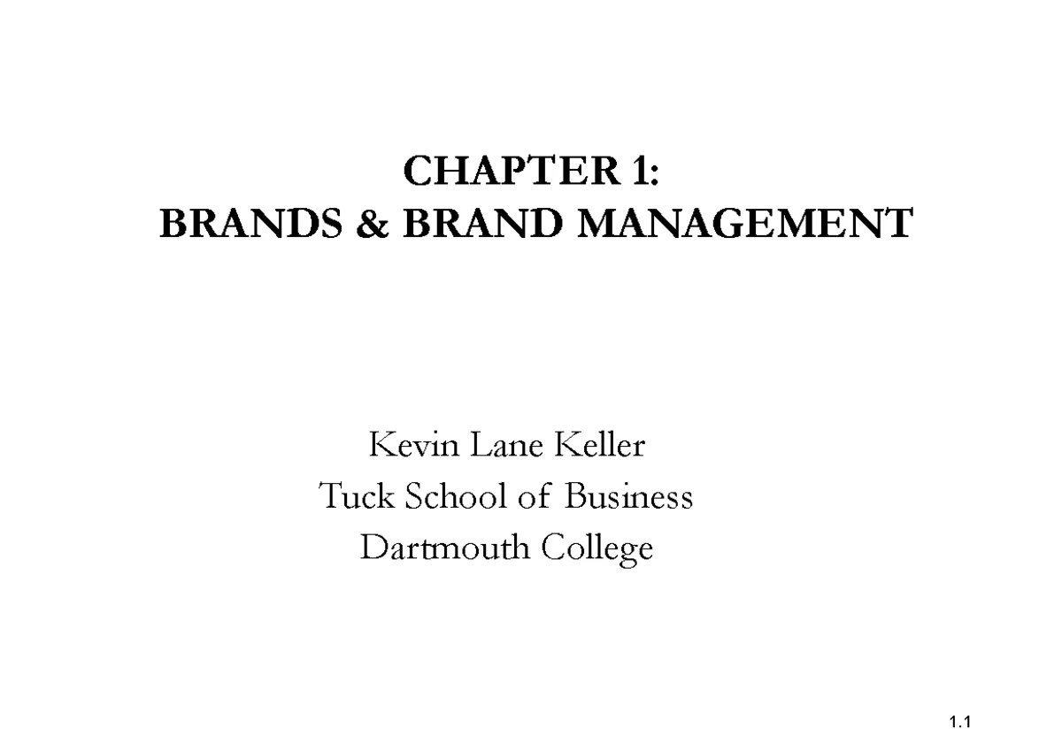 CHAPTER 1: UNDERSTANDING BRANDS AND BRAND MANAGEMENT - Studocu