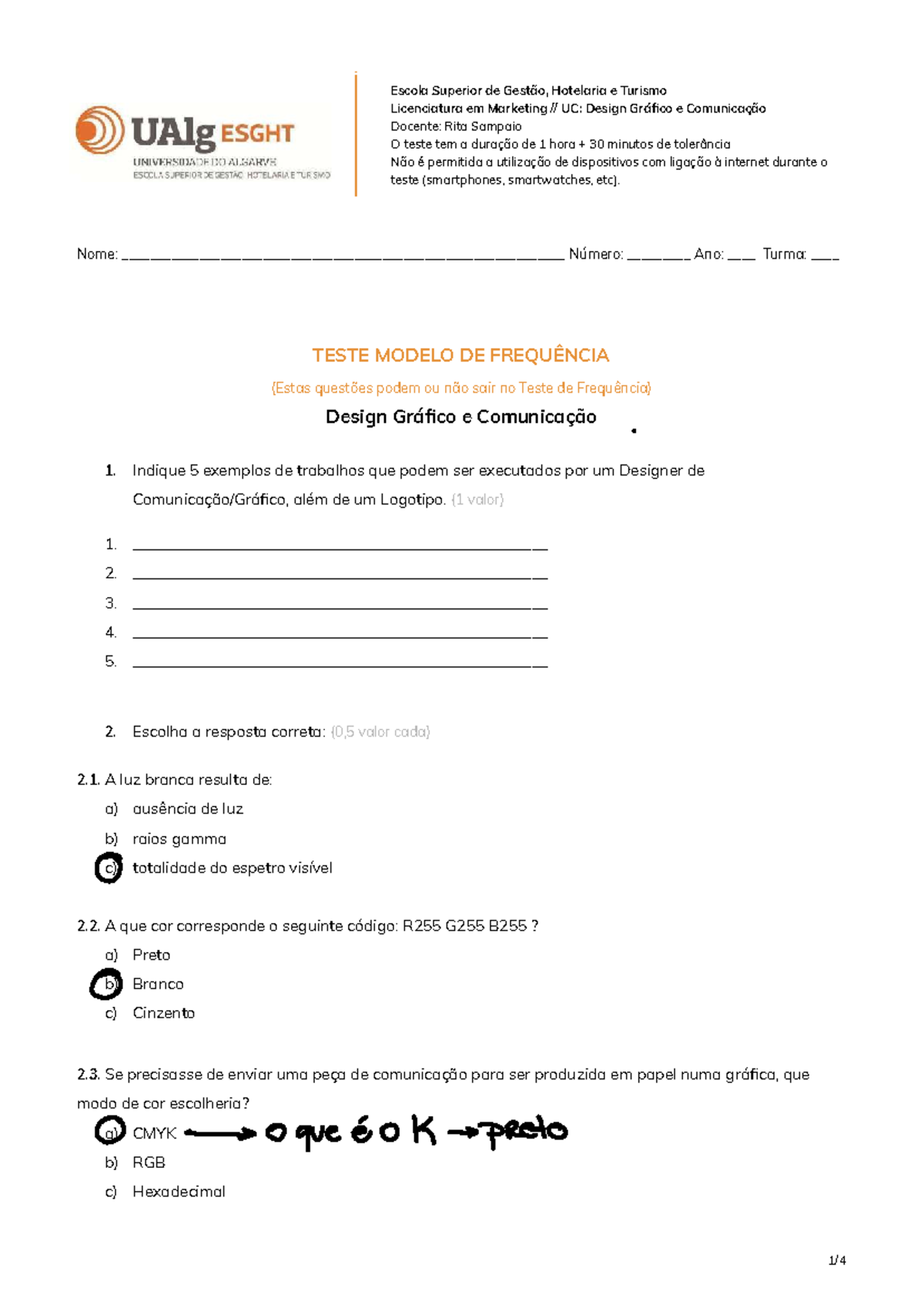 Teste Modelo DGC: Design Gráfico e Comunicação - Lic. em Marketing ...