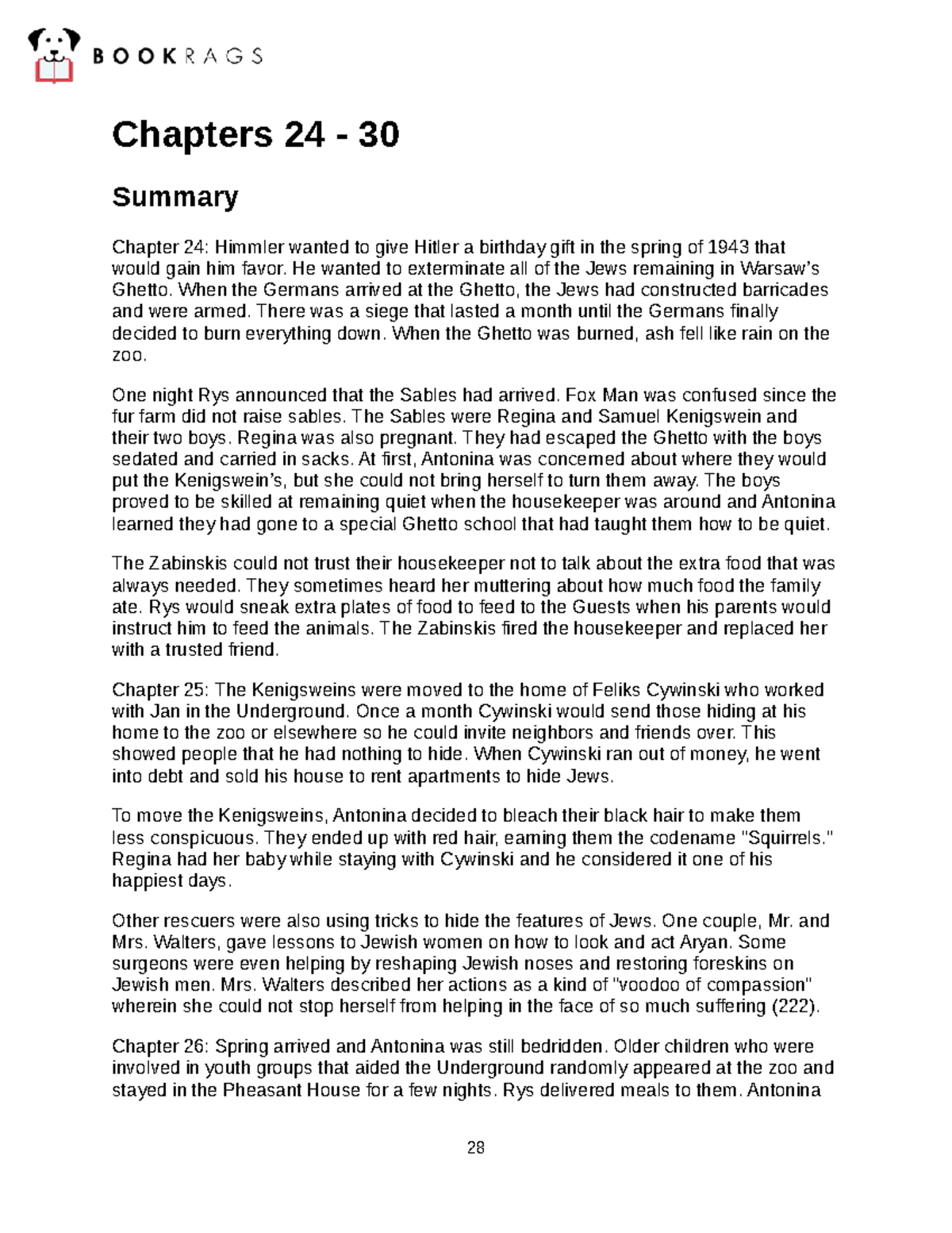 The-zookeepers-wife-studyguide 28 - Chapters 24 - 30 Summary Chapter 24