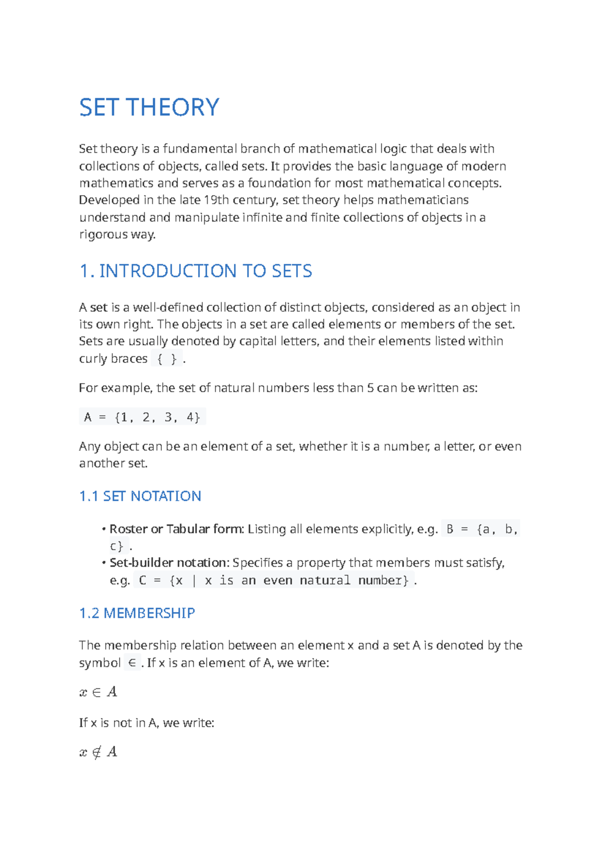 SET 101: Fundamentals of Set Theory and Its Mathematical Applications ...