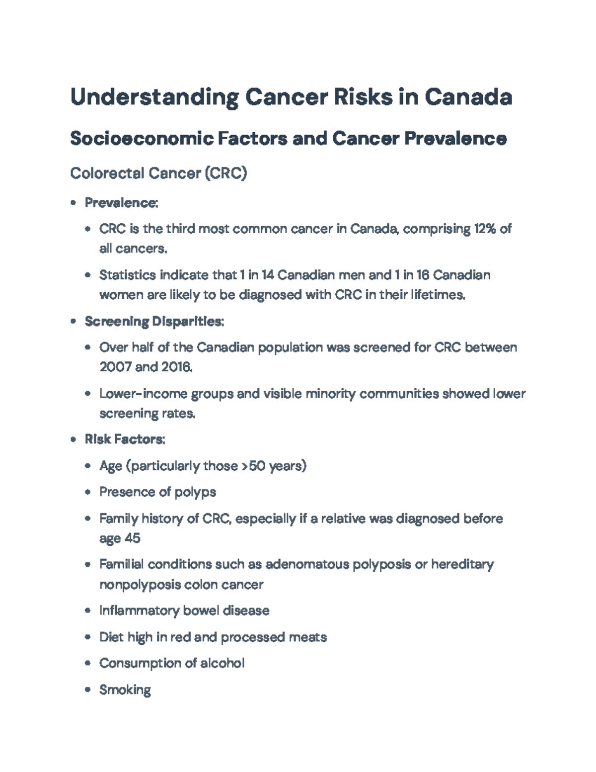 Understanding Cancer Risks in Canada: Socioeconomic Factors ...