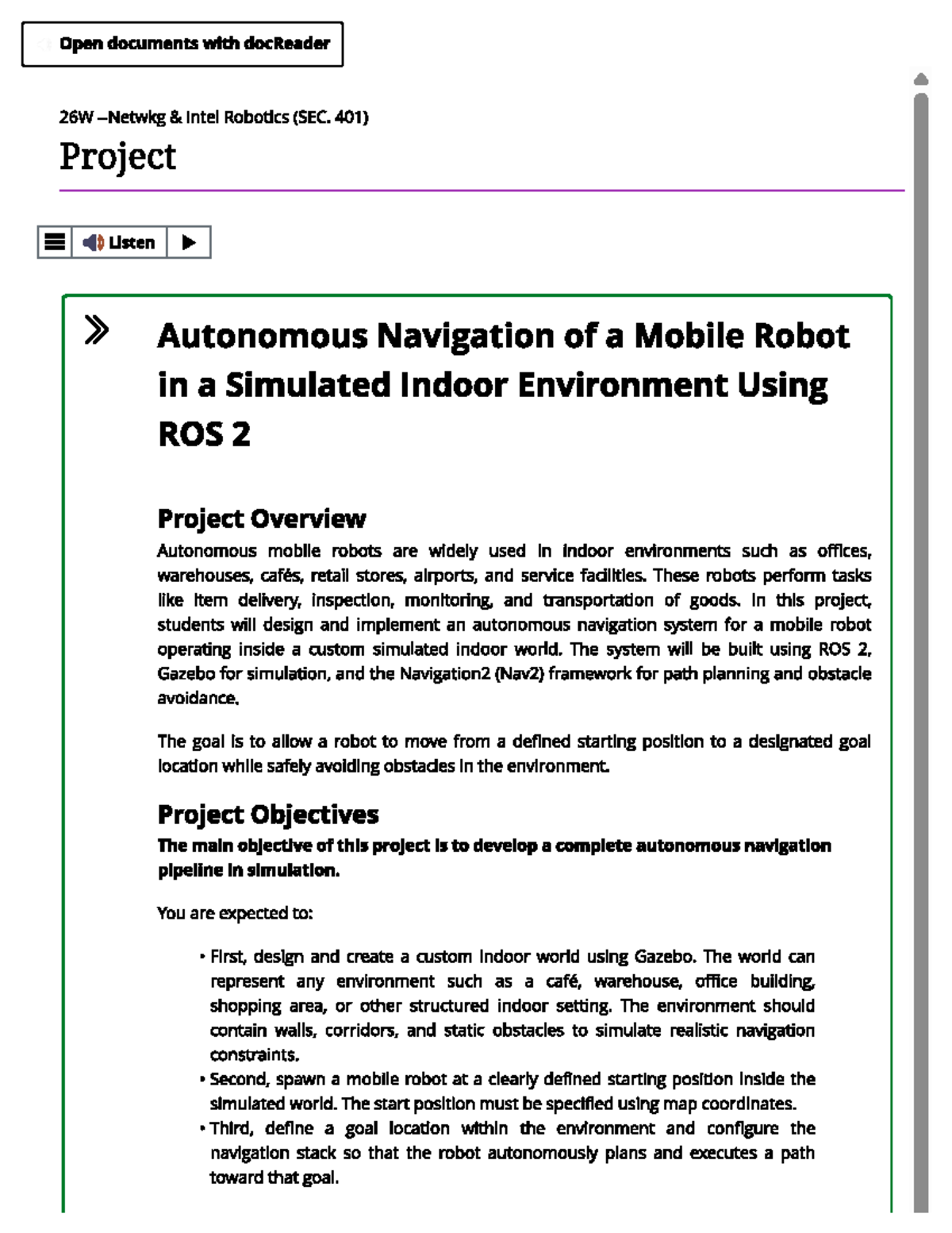 Robotics Project: Autonomous Navigation in Simulated Indoor ...