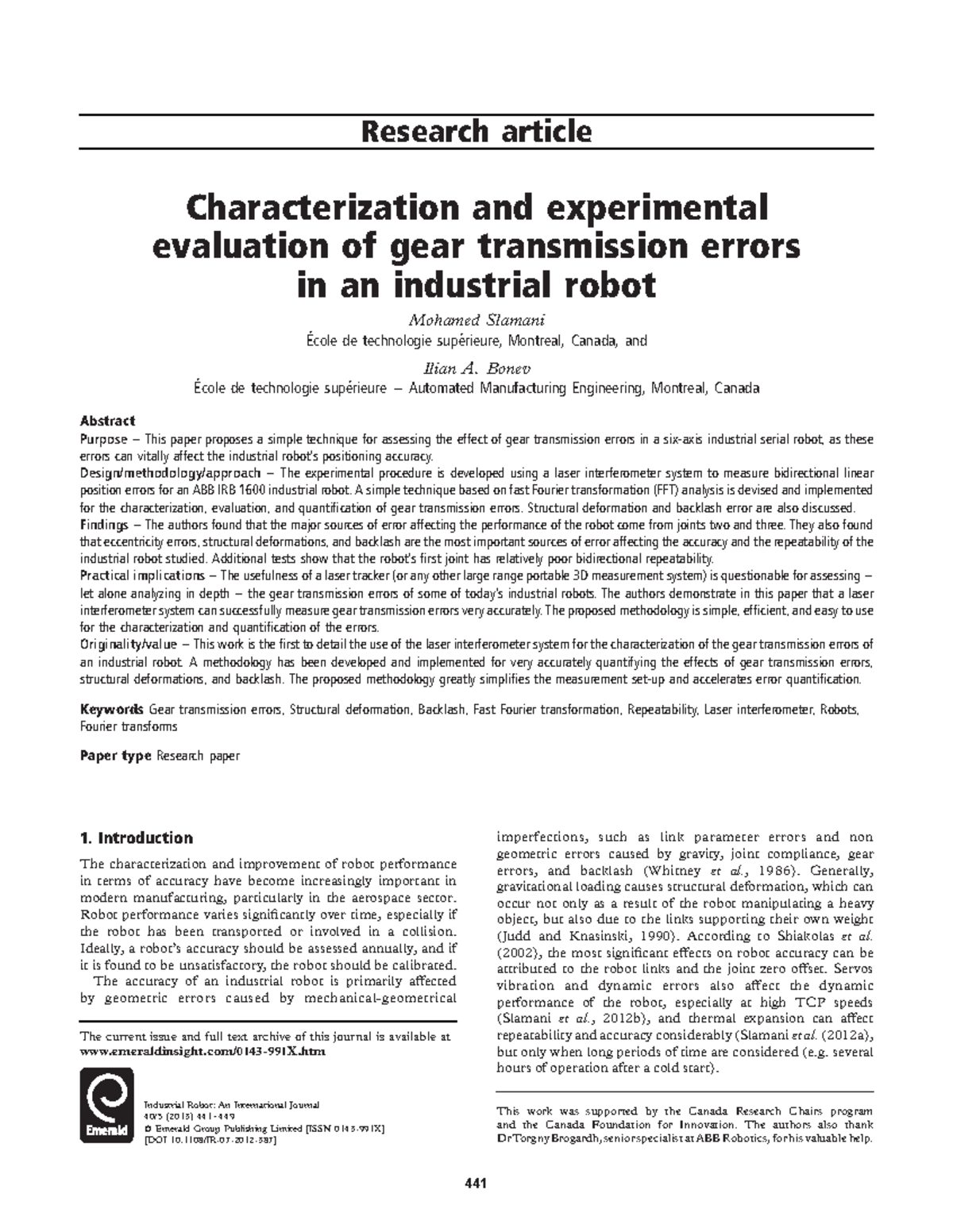 Characterization and experimen - Research article Characterization and ...