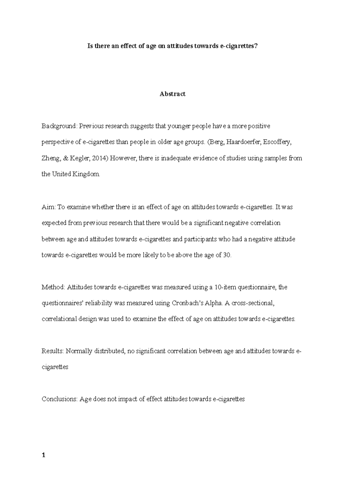 4205 Lab Report: The Impact of Age on Attitudes Towards E-Cigarettes