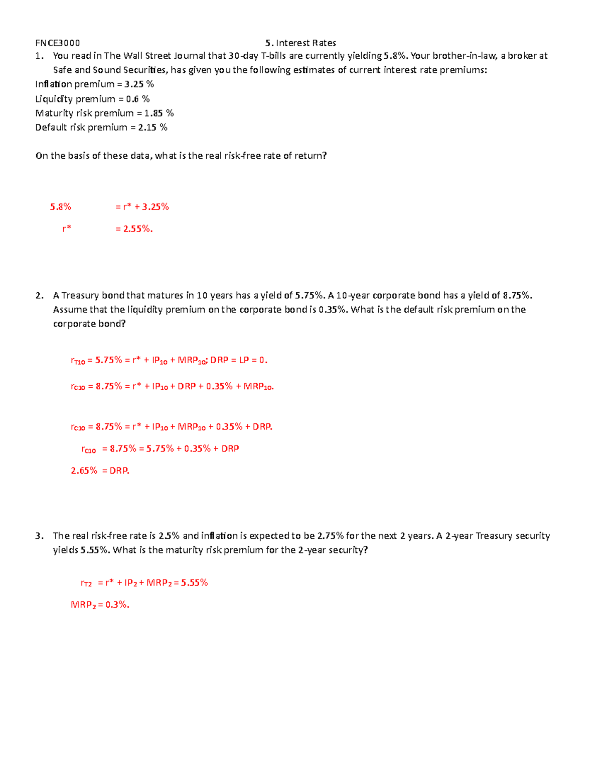 FNCE3000 Lecture: Interest Rates Analysis - Studocu