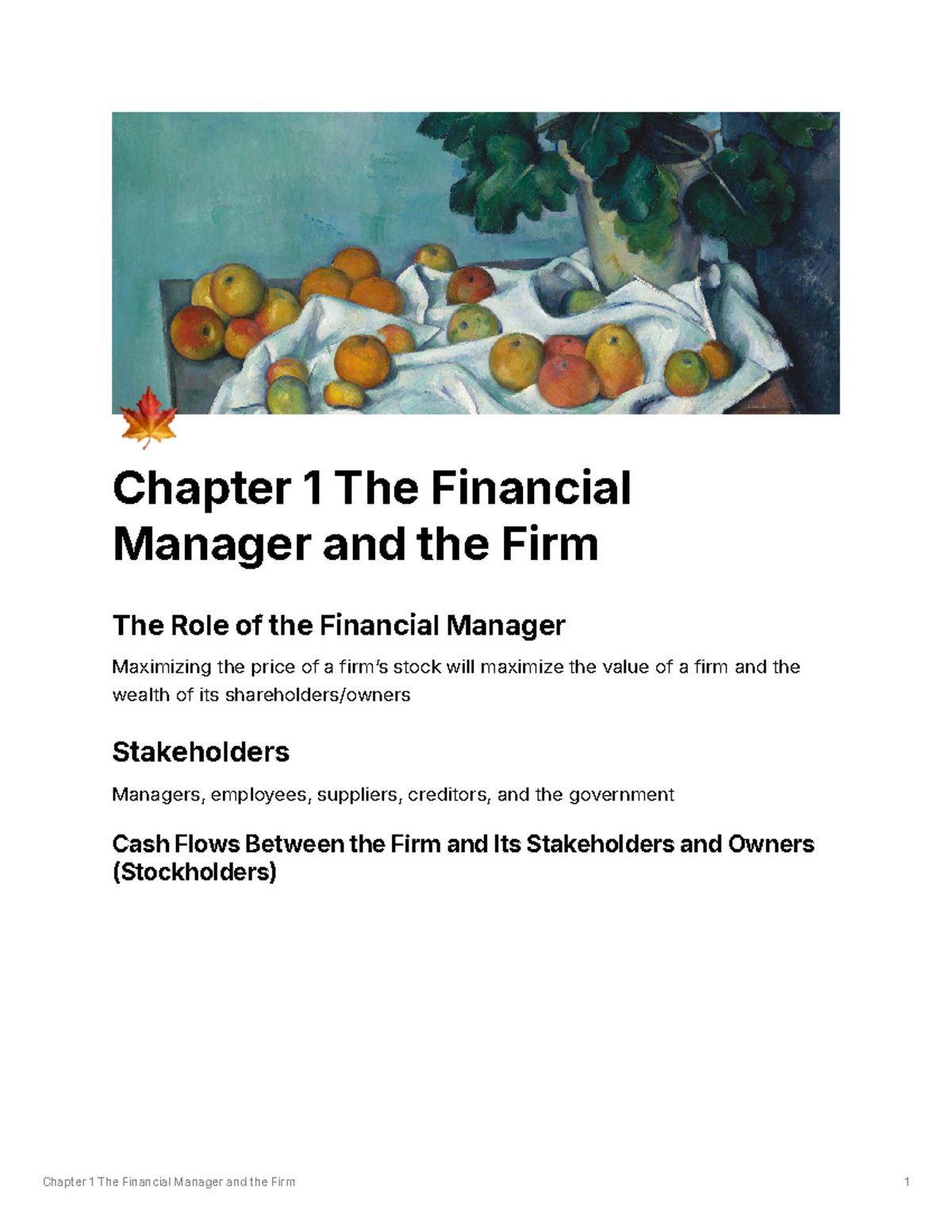 Chapter 1 The Financial Manager and the Firm - 🍁 Chapter 1 The ...