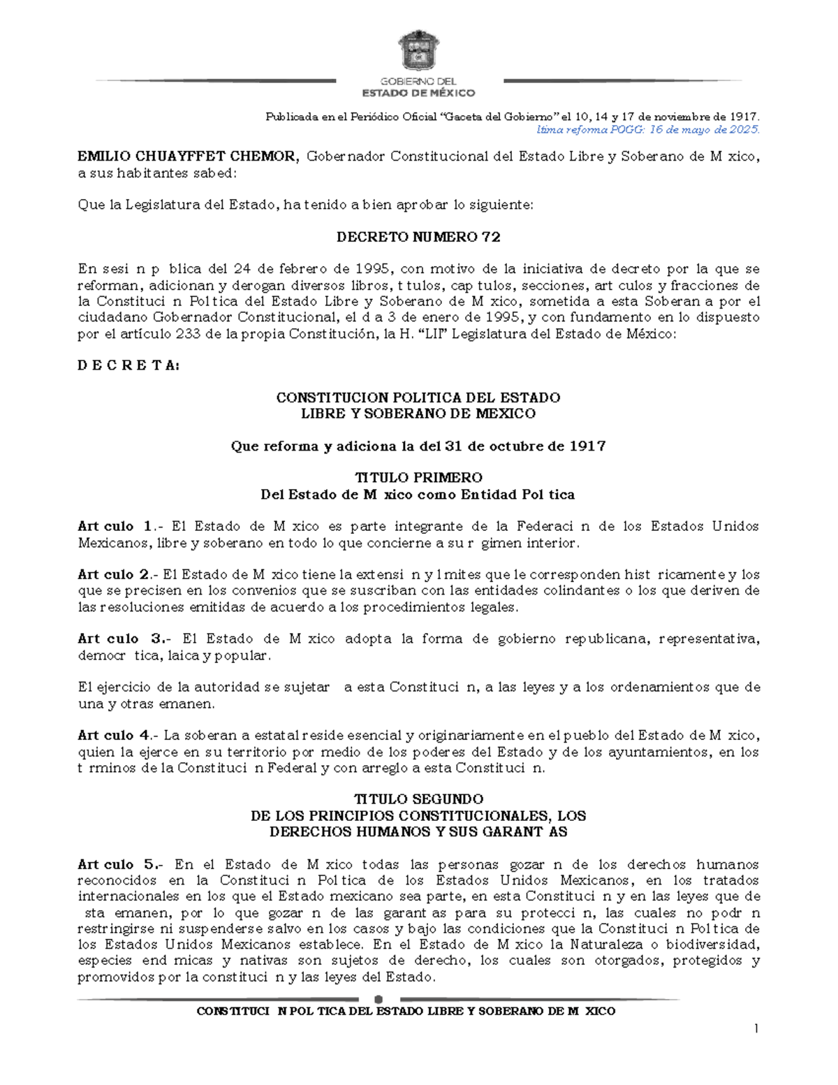 Constitución Política del Estado Libre y Soberano de México: Reformas y ...