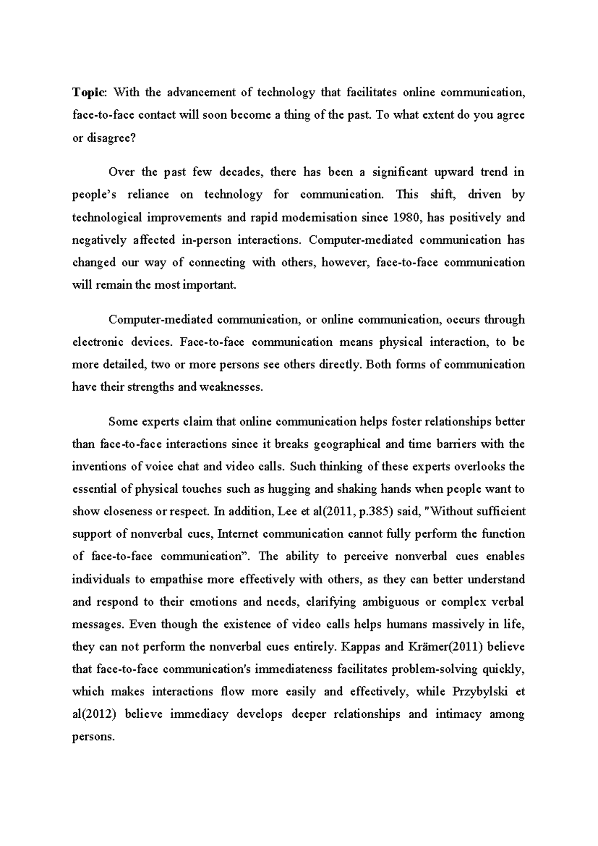 ENG 101 Final Essay: The Impact of Technology on Communication - Studocu