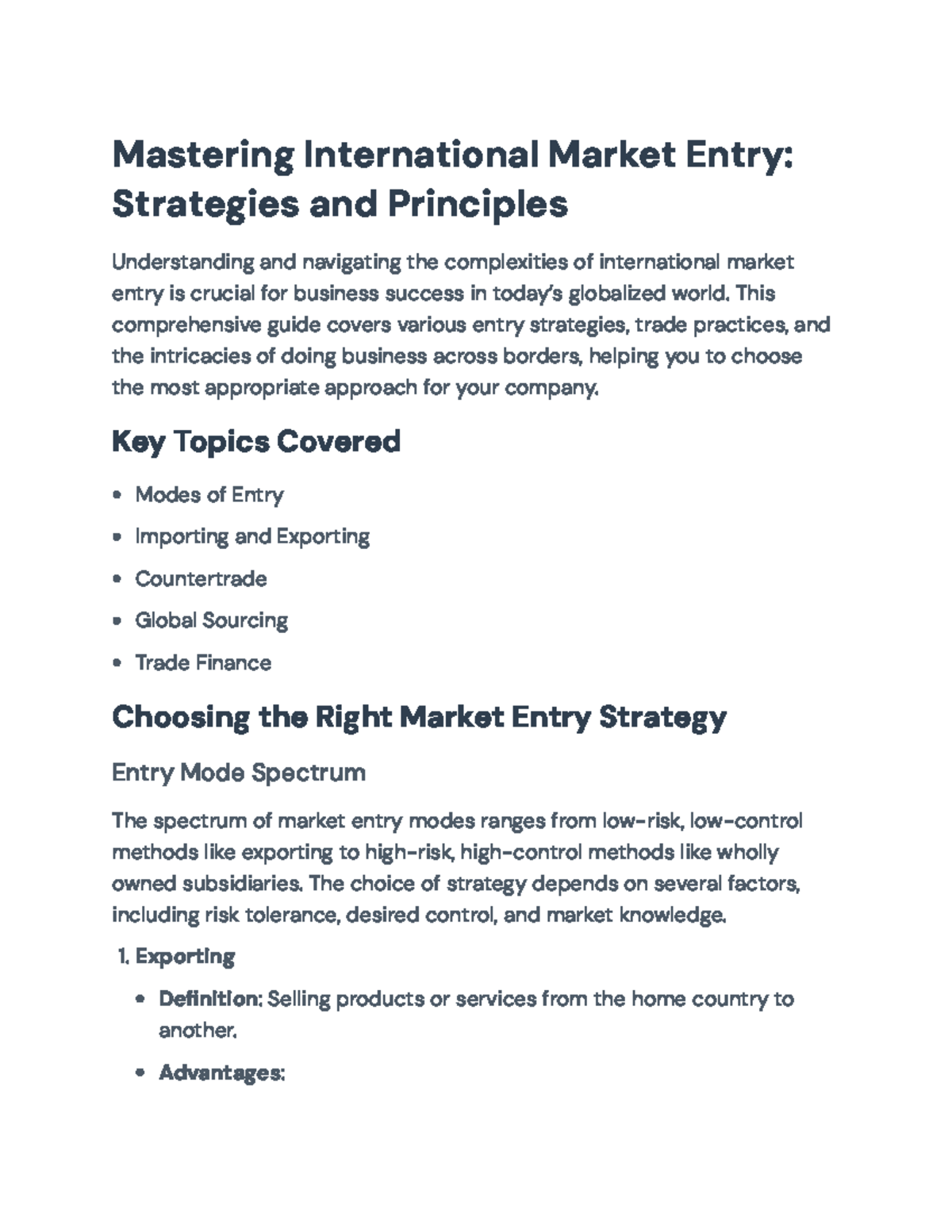Mastering International Market Entry Strategies: A Comprehensive Guide ...