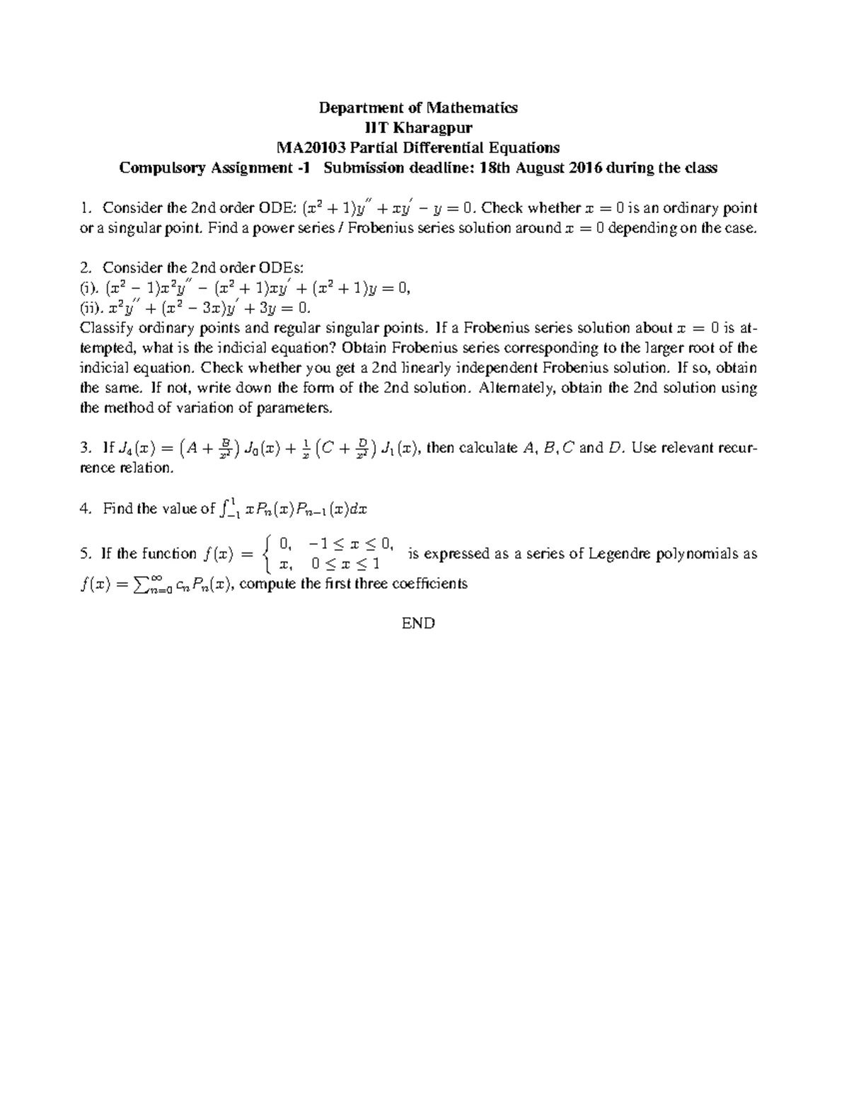 Assignment 3 - 3rd Tutorial Sheet on PDEs and Characteristics - Studocu
