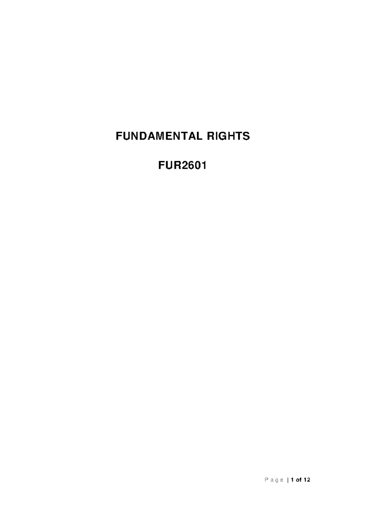 FUR2601 Assignment 02 - Fundamental Rights & Bill of Rights ...
