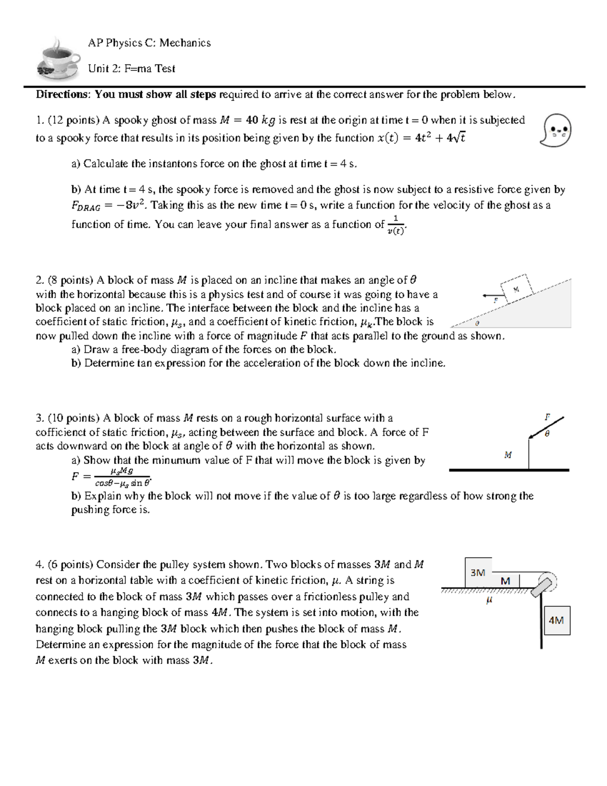 AP Physics C: Mechanics Unit 2 Practice Test Solutions - Studocu