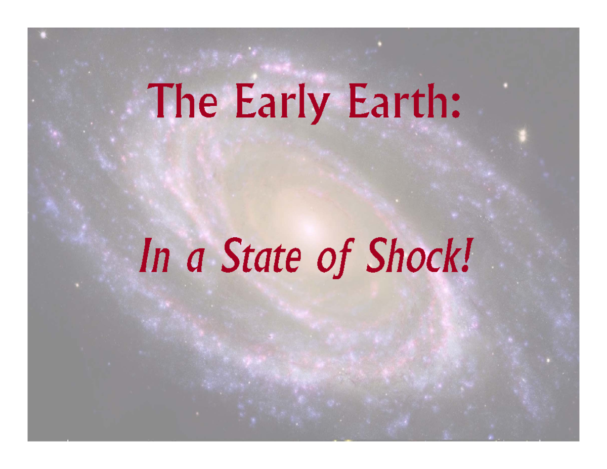 Early Earth Formation and Differentiation: Lecture Notes 2024 - Studocu