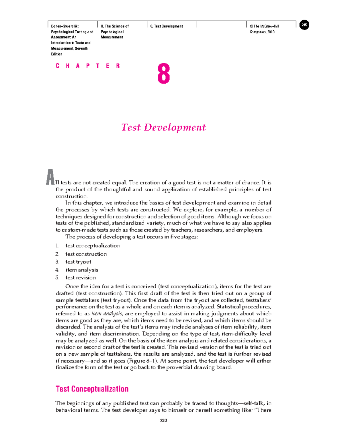 Chapter 8: Test Development Principles from Cohen−Swerdlik's 7th Ed ...