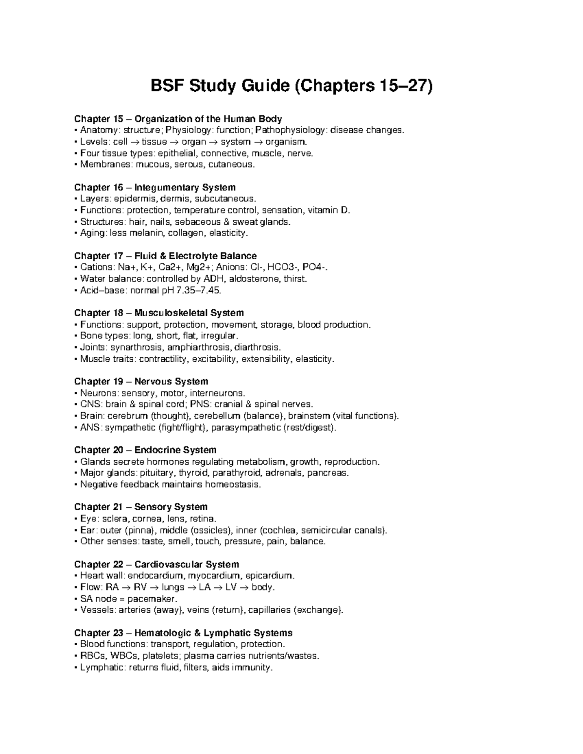 BSF Ch15-27 Comprehensive Study Guide on Human Body Systems - Studocu