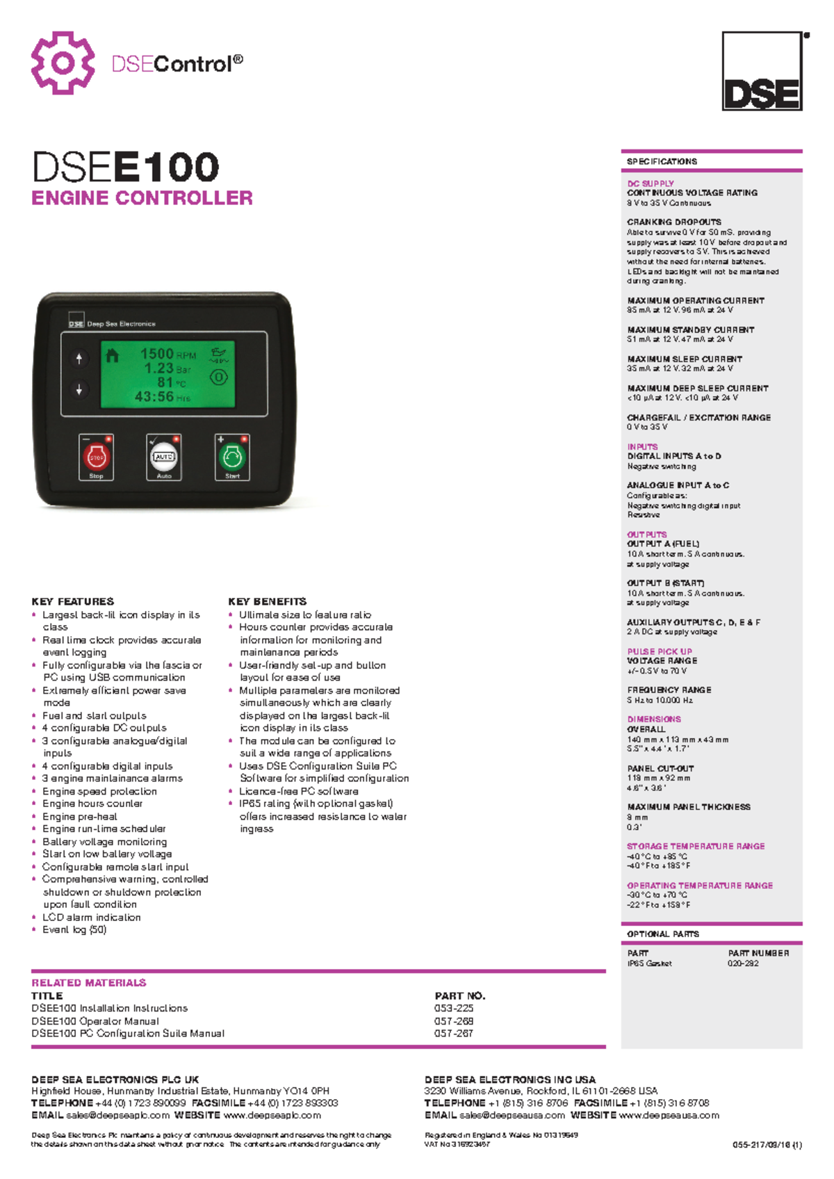 DSEE100 - Comprehensive Operators Manual for Engine Controller - Studocu