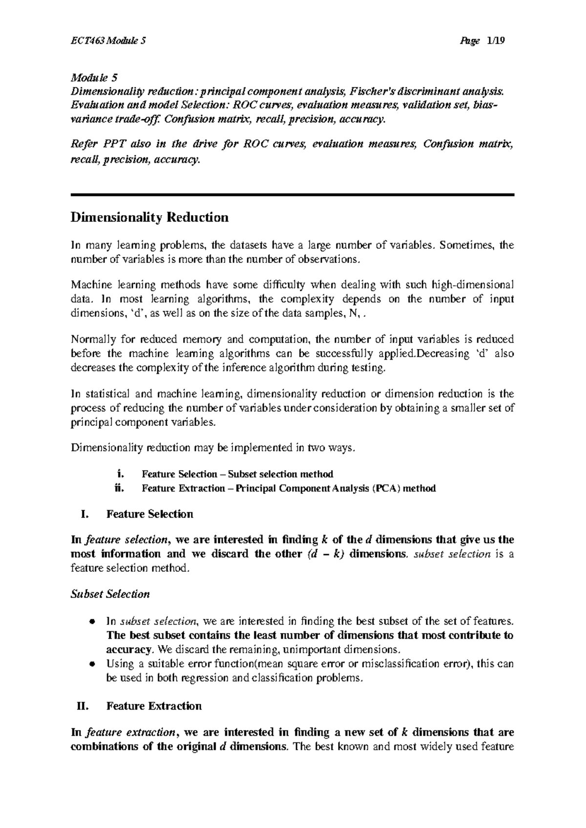 ECT463 Module 5: Dimensionality Reduction & Model Evaluation Techniques ...
