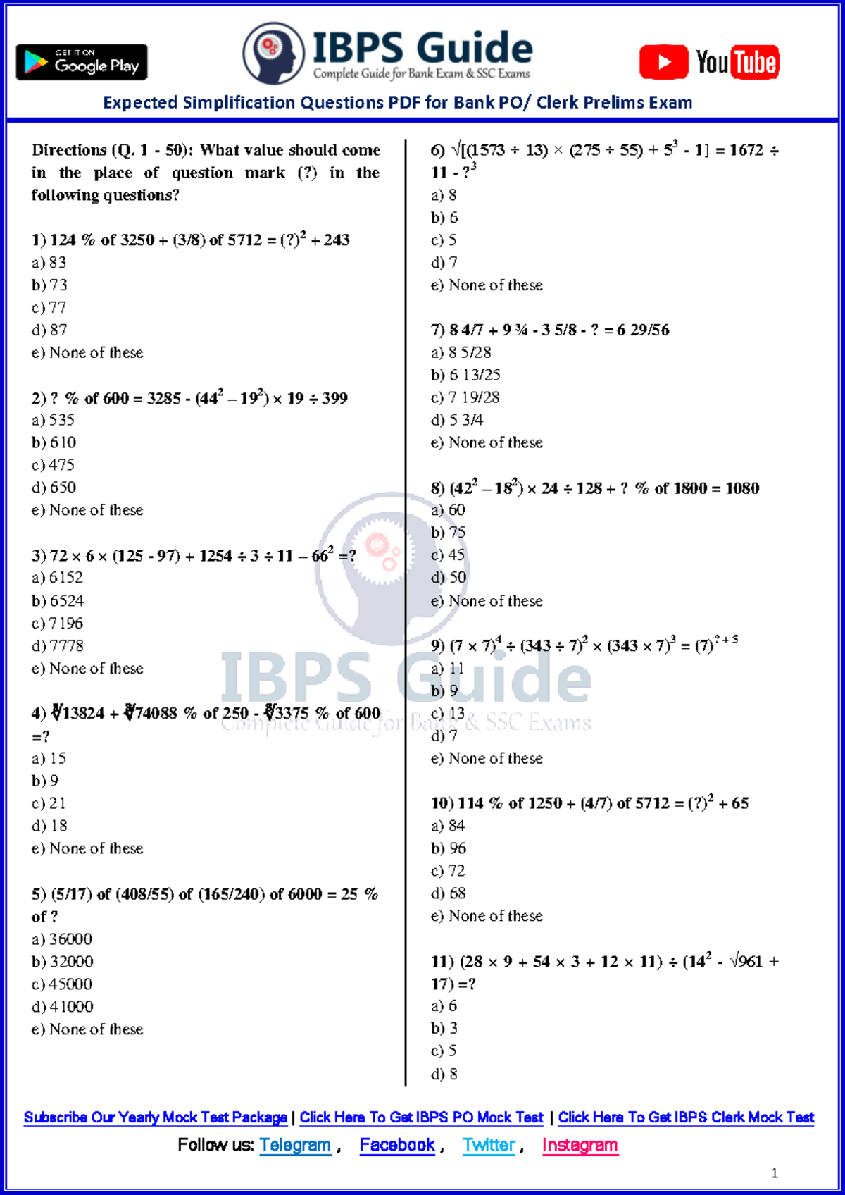 IBPS PO & Clerk Mock Test Questions with Solutions - Studocu