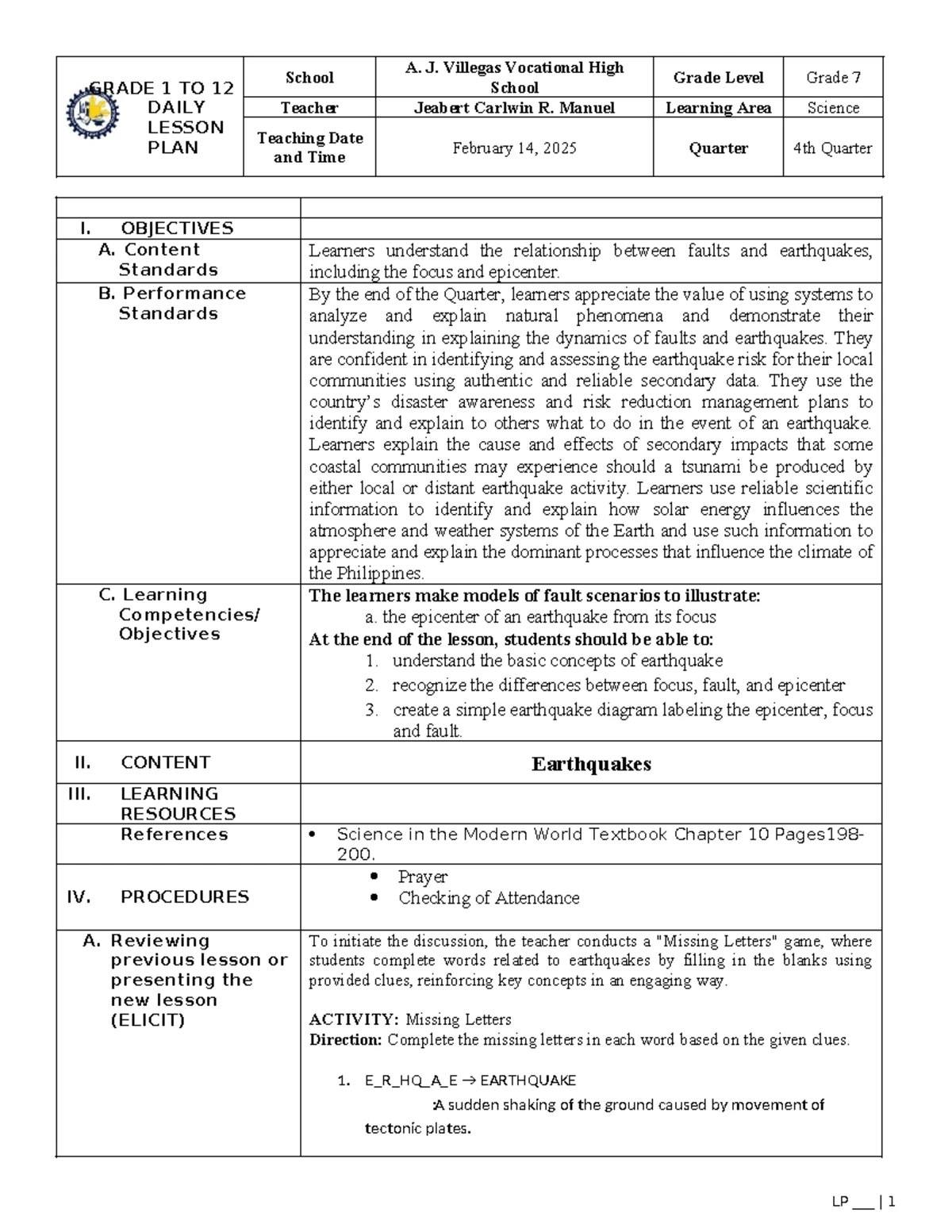 Fault Activity Analysis - GEOS 101 Assignment - Studocu