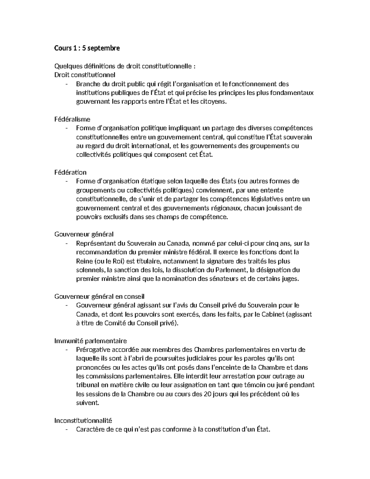 Cours 1 constitut - Cours 1 : 5 septembre Quelques définitions de droit ...