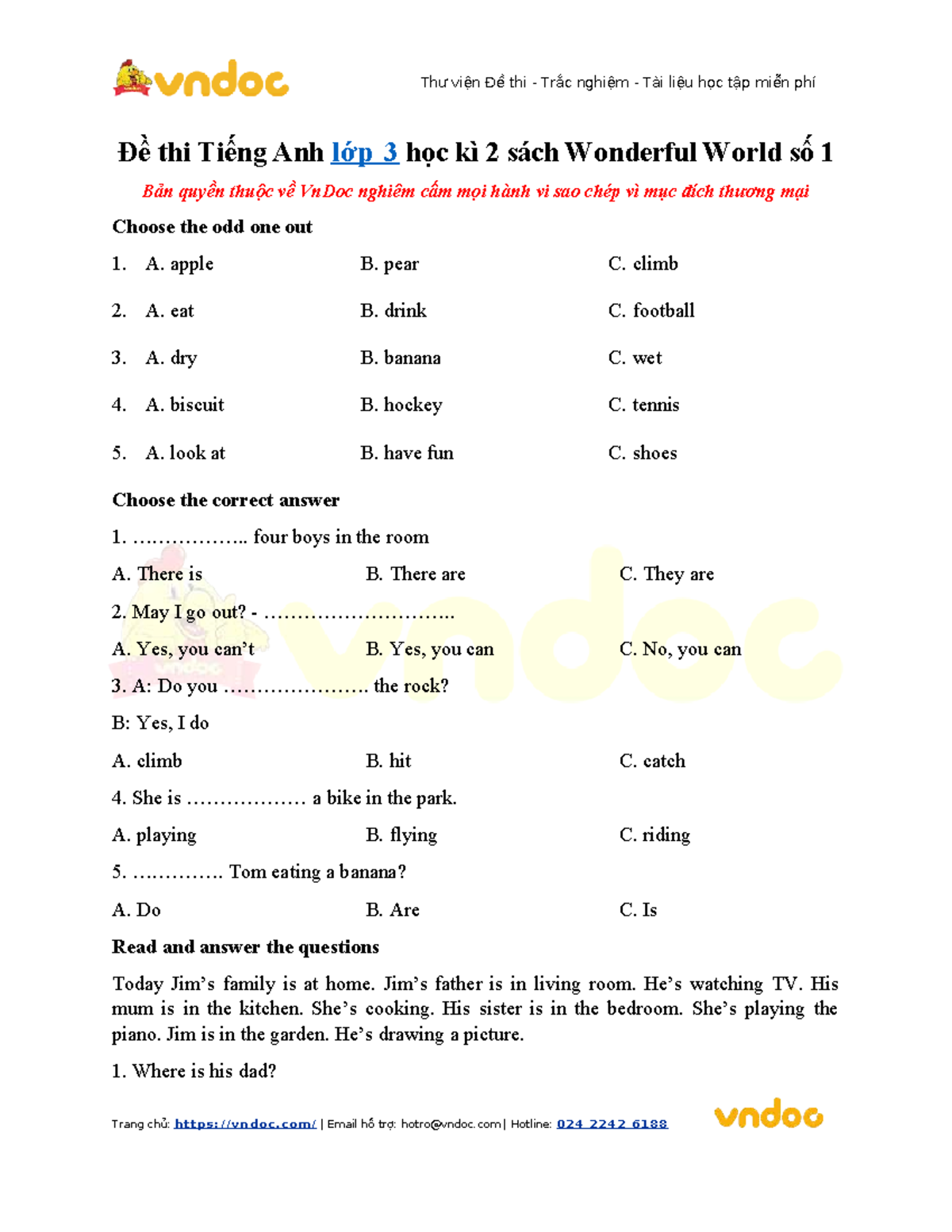Đề thi Tiếng Anh lớp 3 HK2 - Sách Wonderful World số 1 - Studocu