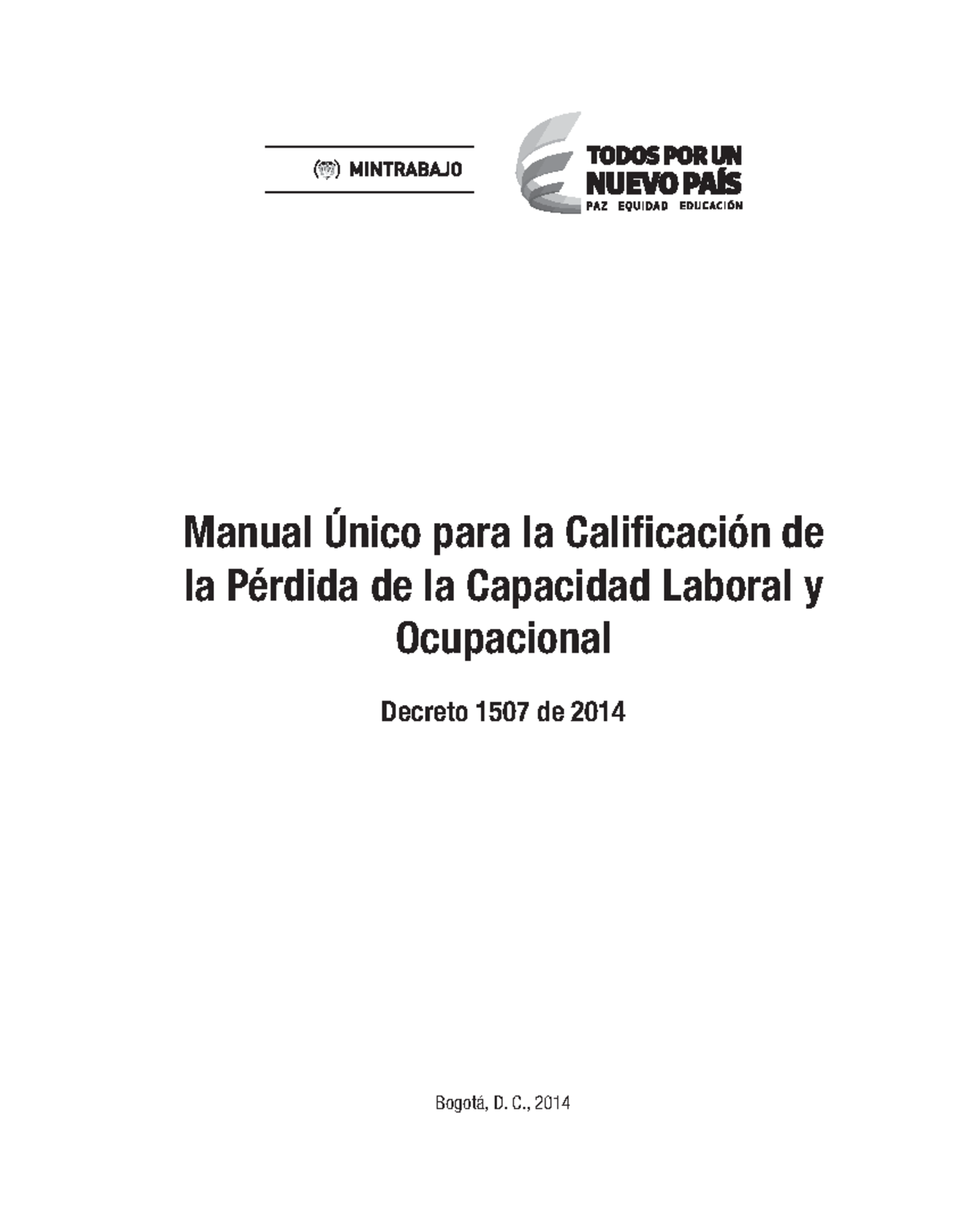 Manual Único de Calificación de Invalidez Laboral - Decreto 1507/2014 ...