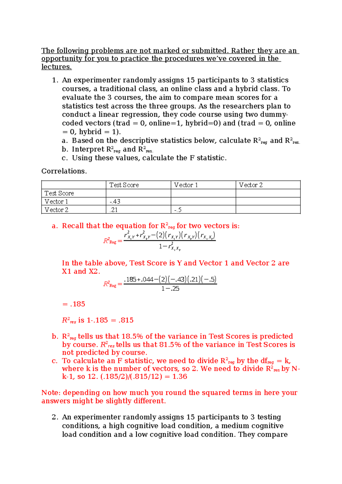 Problem Set 4 Answers: Practice for Statistics Course (STAT 101) - Studocu